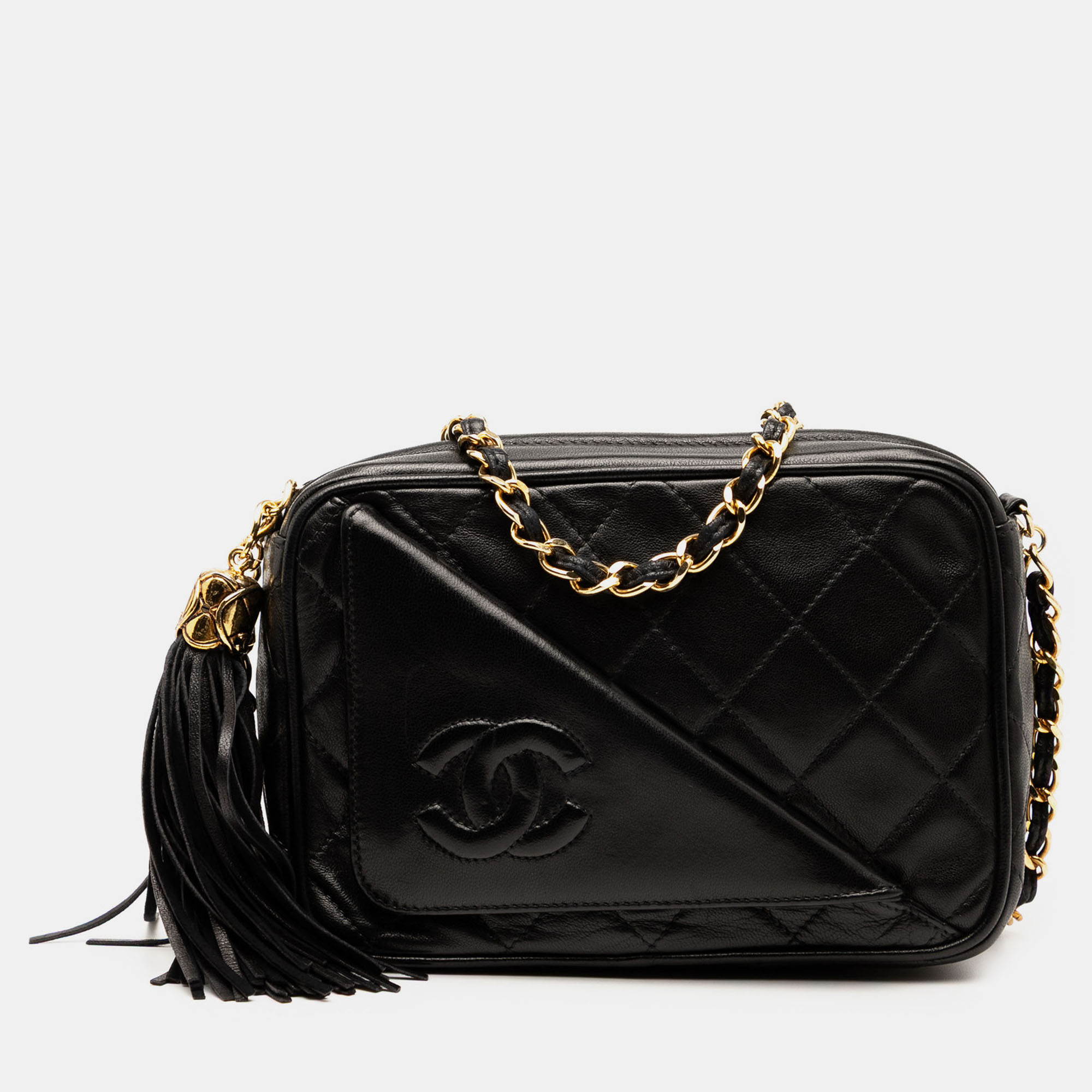 

Chanel Black CC Quilted Lambskin Tassel Camera Bag
