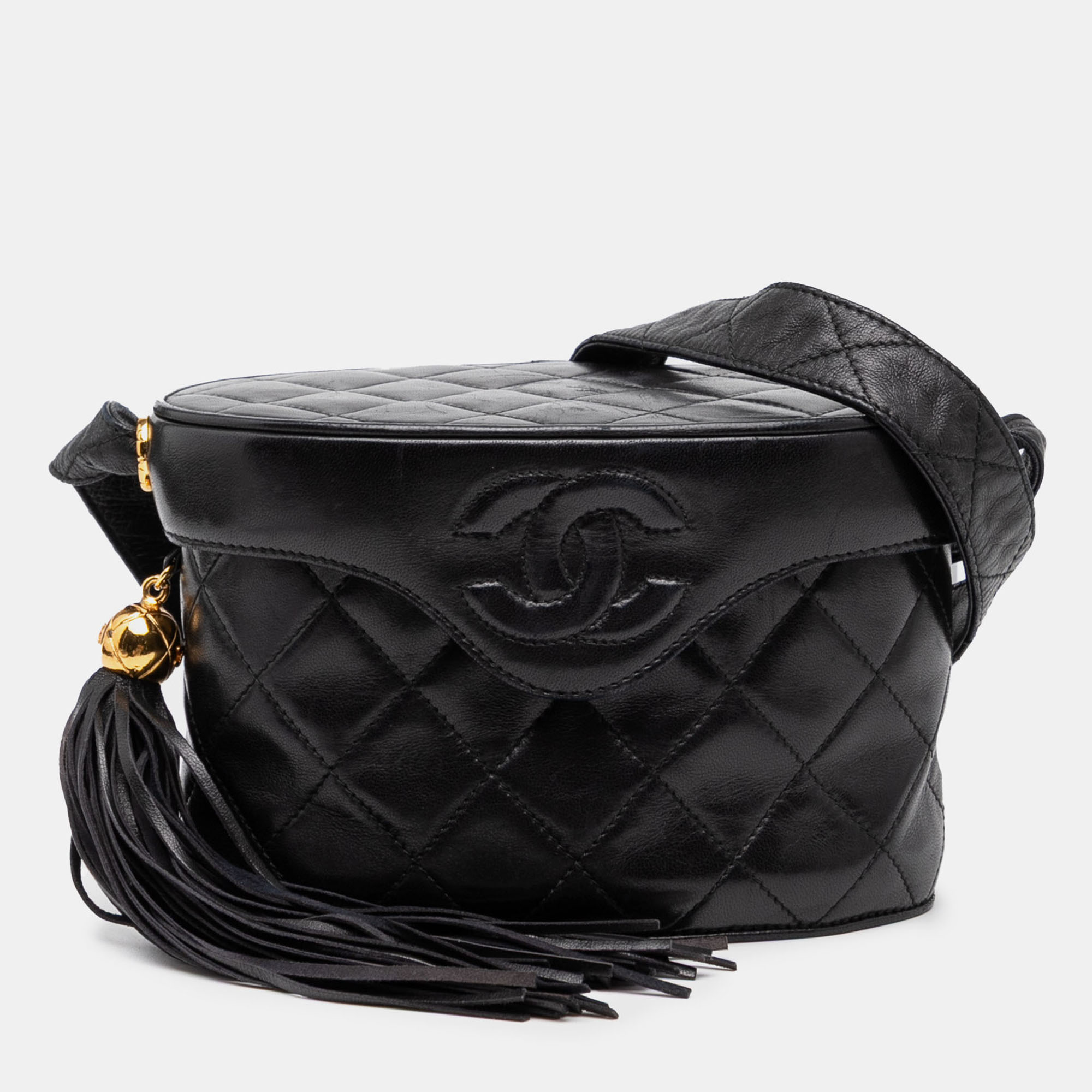 

Chanel Black CC Quilted Lambskin Tassel Vanity Bag