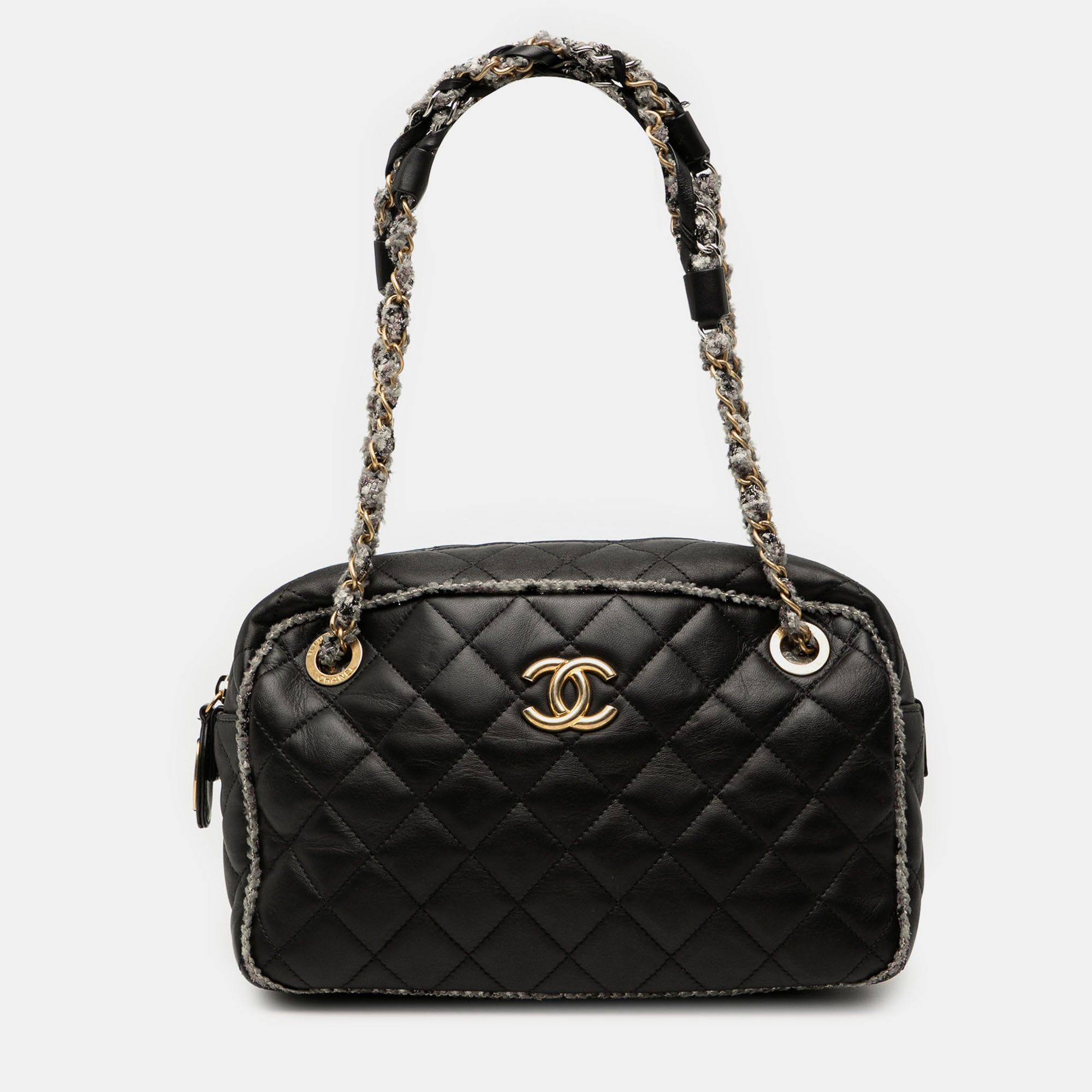 

Chanel Black CC Quilted Lambskin Tweedy Bowler Bag