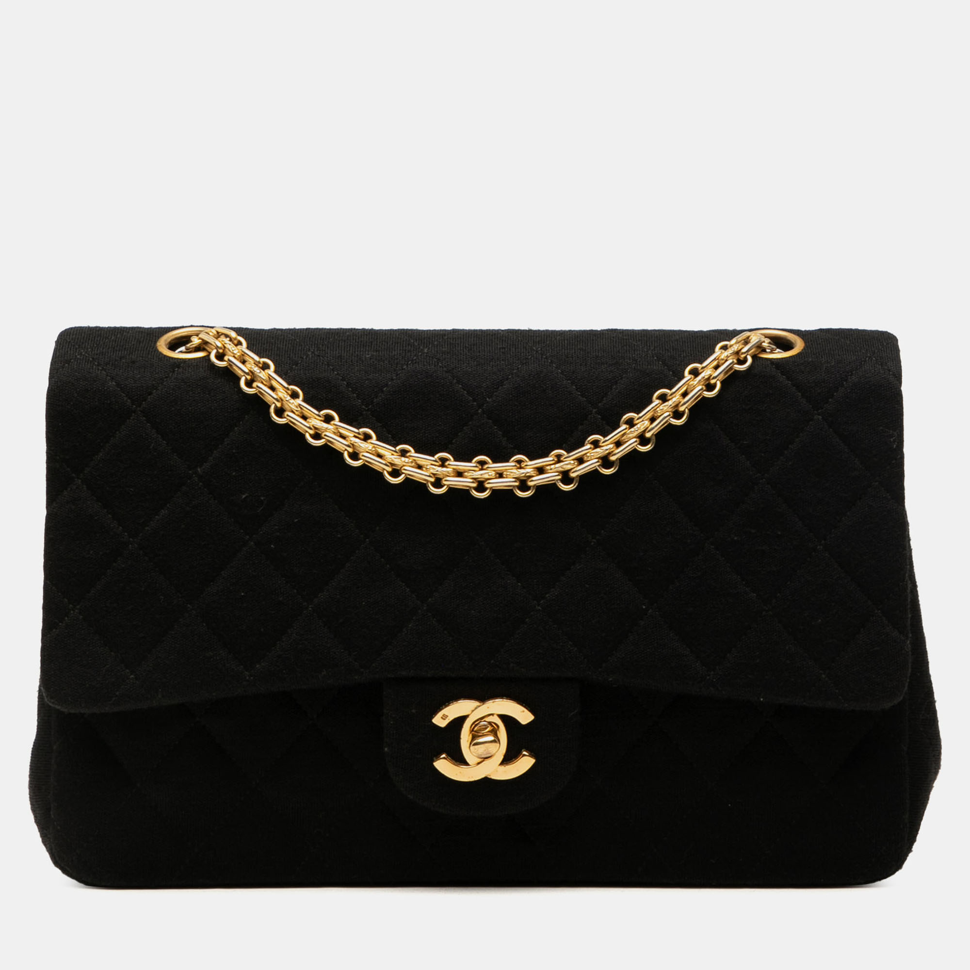 

Chanel Black Medium Classic Jersey Double Flap