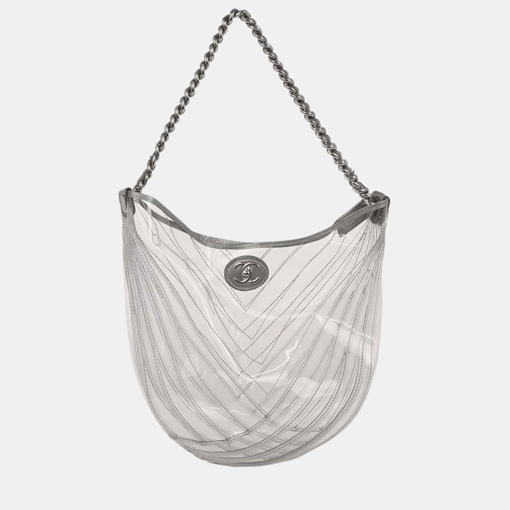 

Chanel Clear PVC Chevron Tote Handbag, Transparent