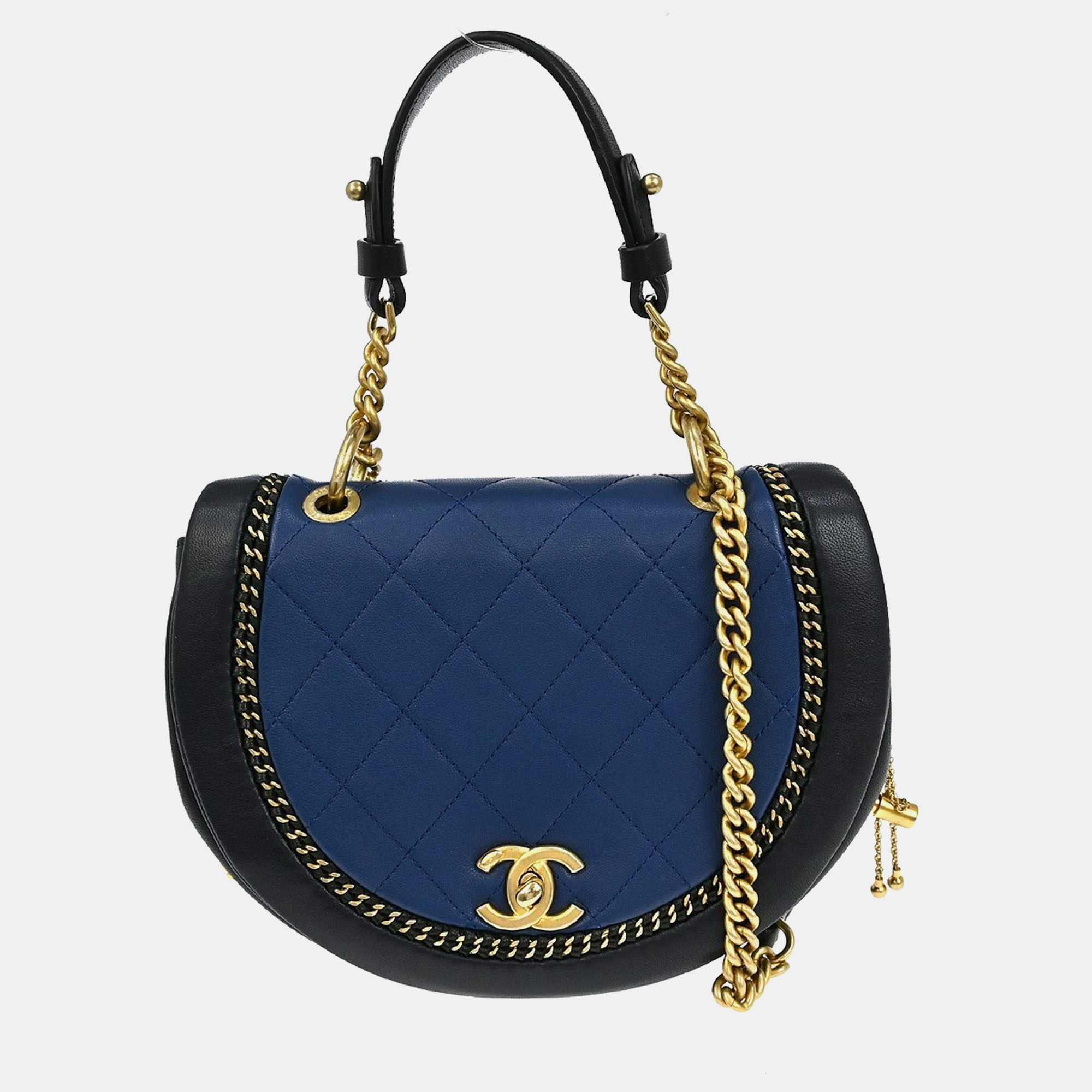 

Chanel Blue Lambskin 2way Shoulder Handbag, Black
