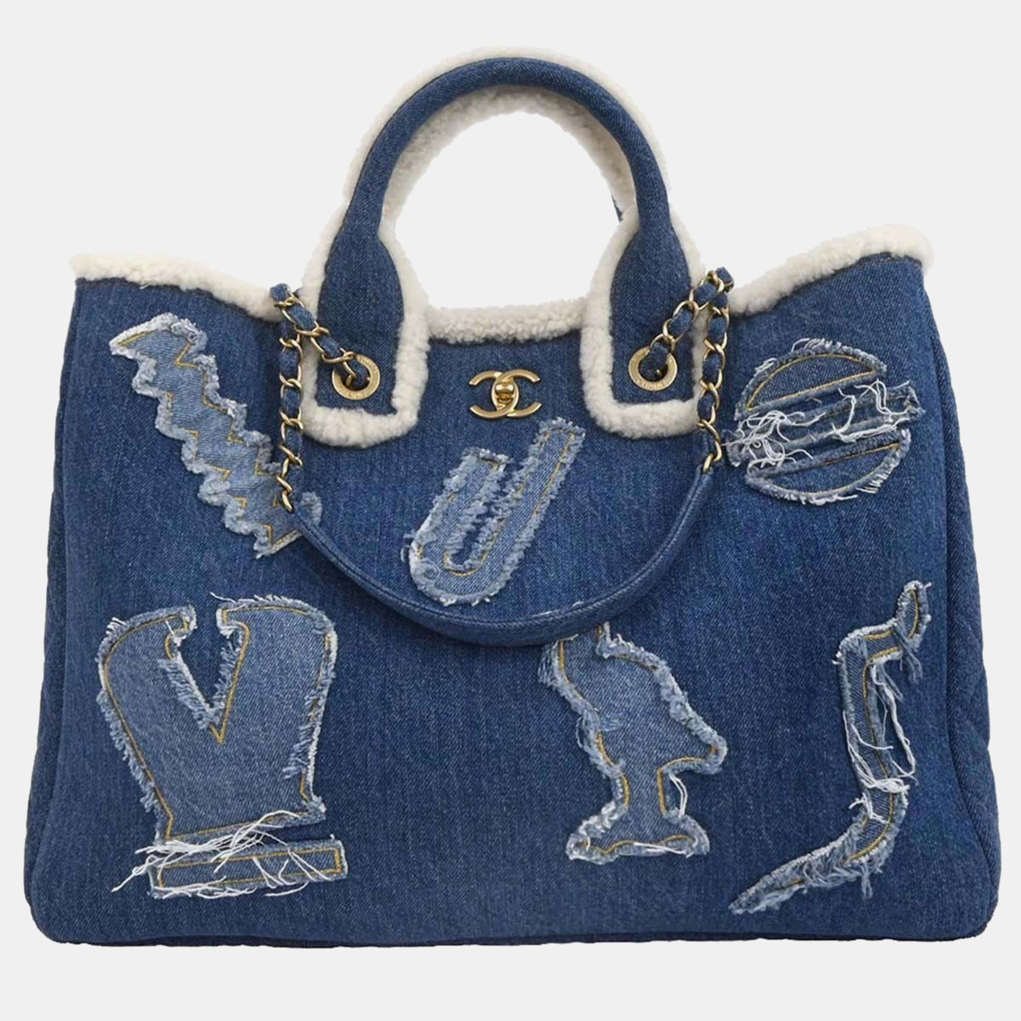 Pre-owned Chanel Blue Denim Medium Deauville 2way Tote Bag