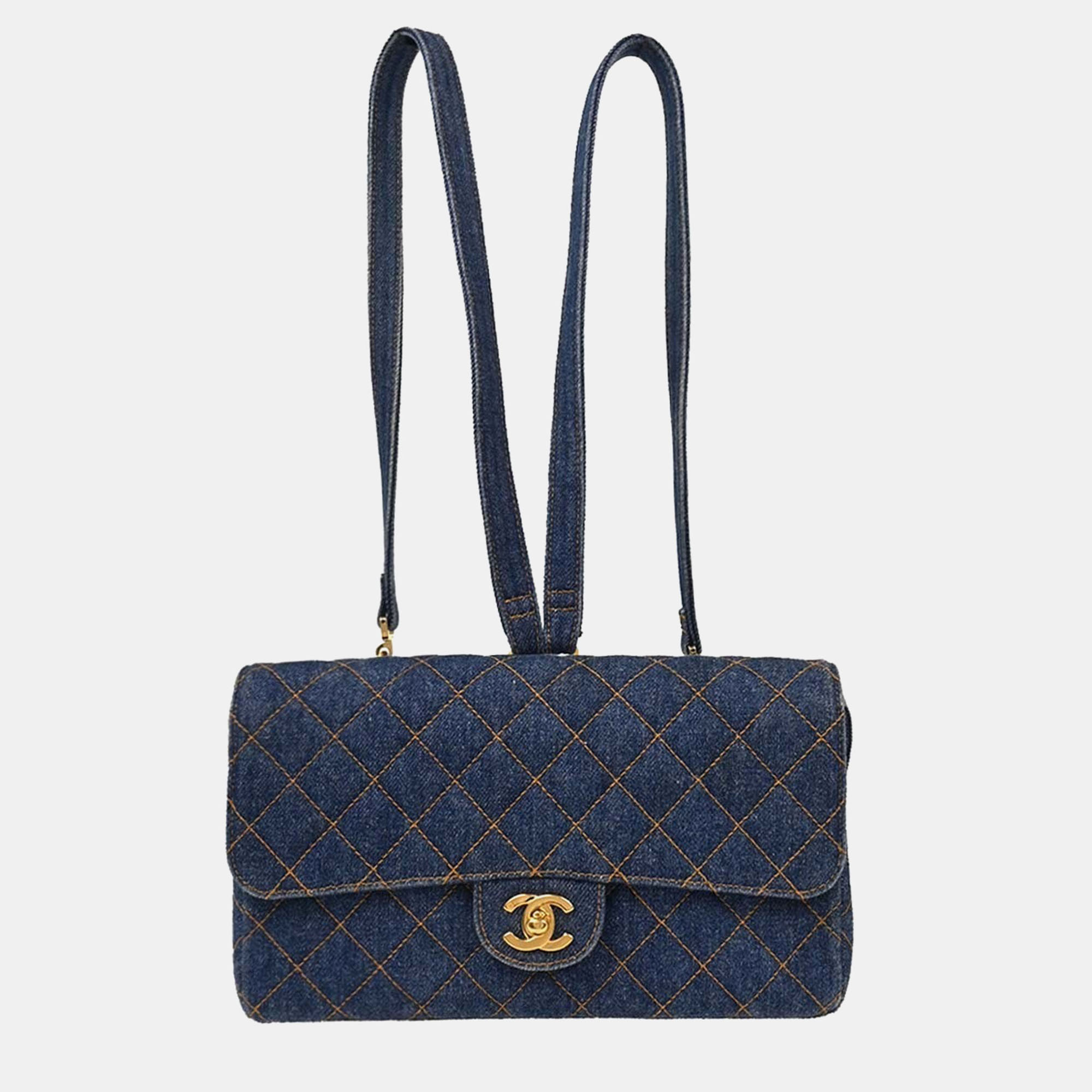 Pre-owned Chanel Denim Blue Backpack