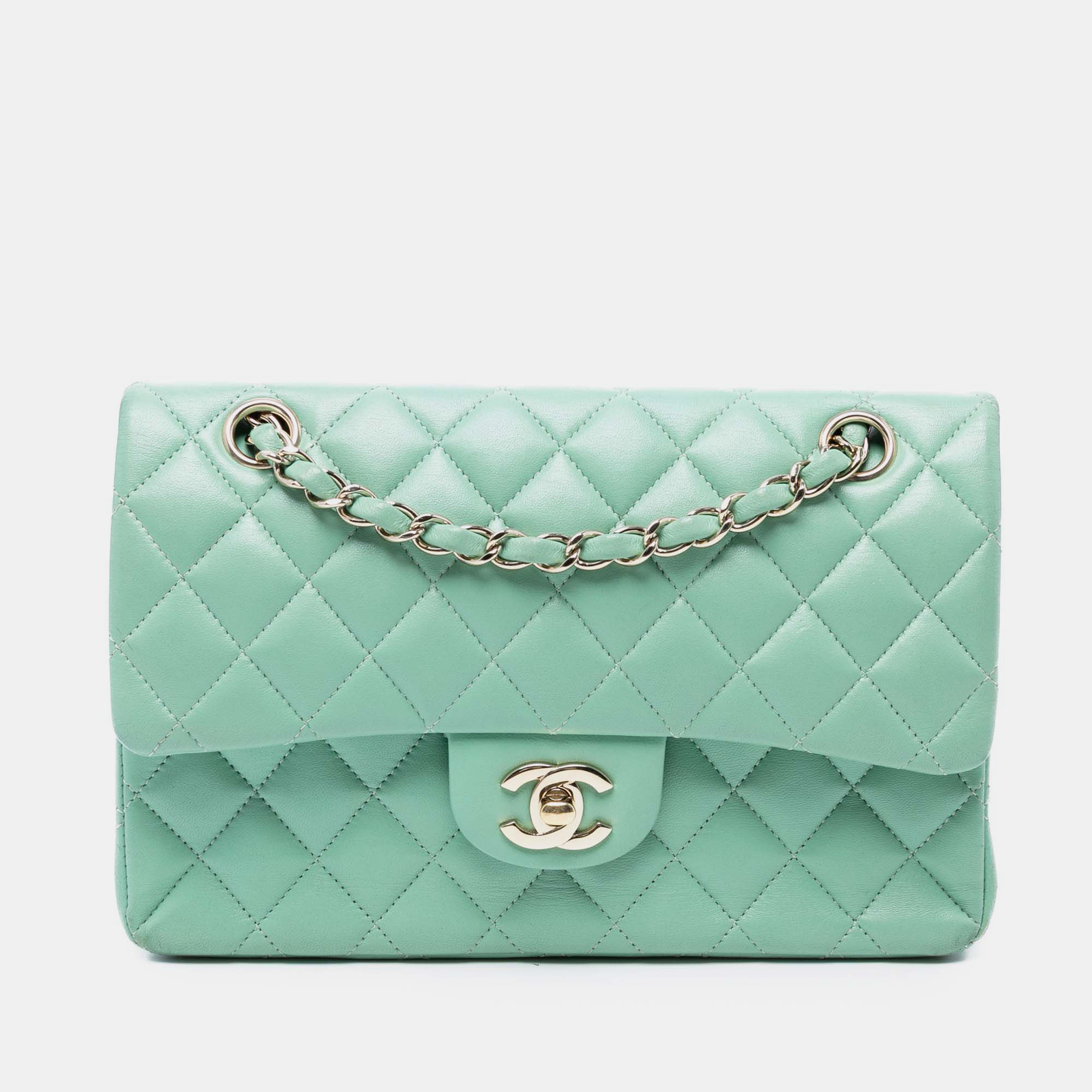 

Chanel Green Small Classic Lambskin Double Flap