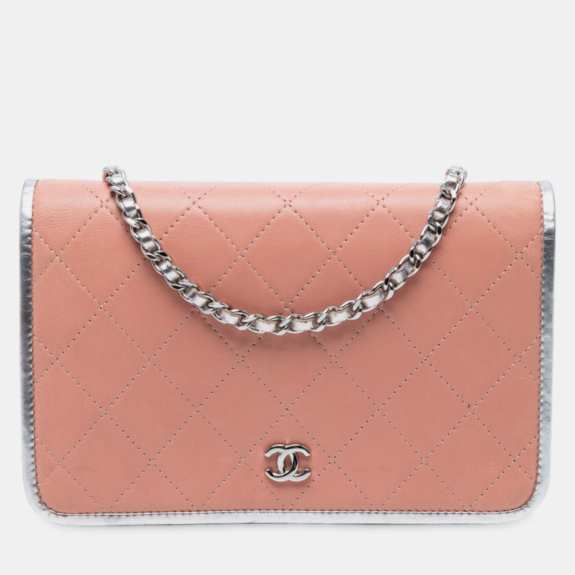 

Chanel Pink CC Quilted Bicolor Lambskin Wallet On Chain