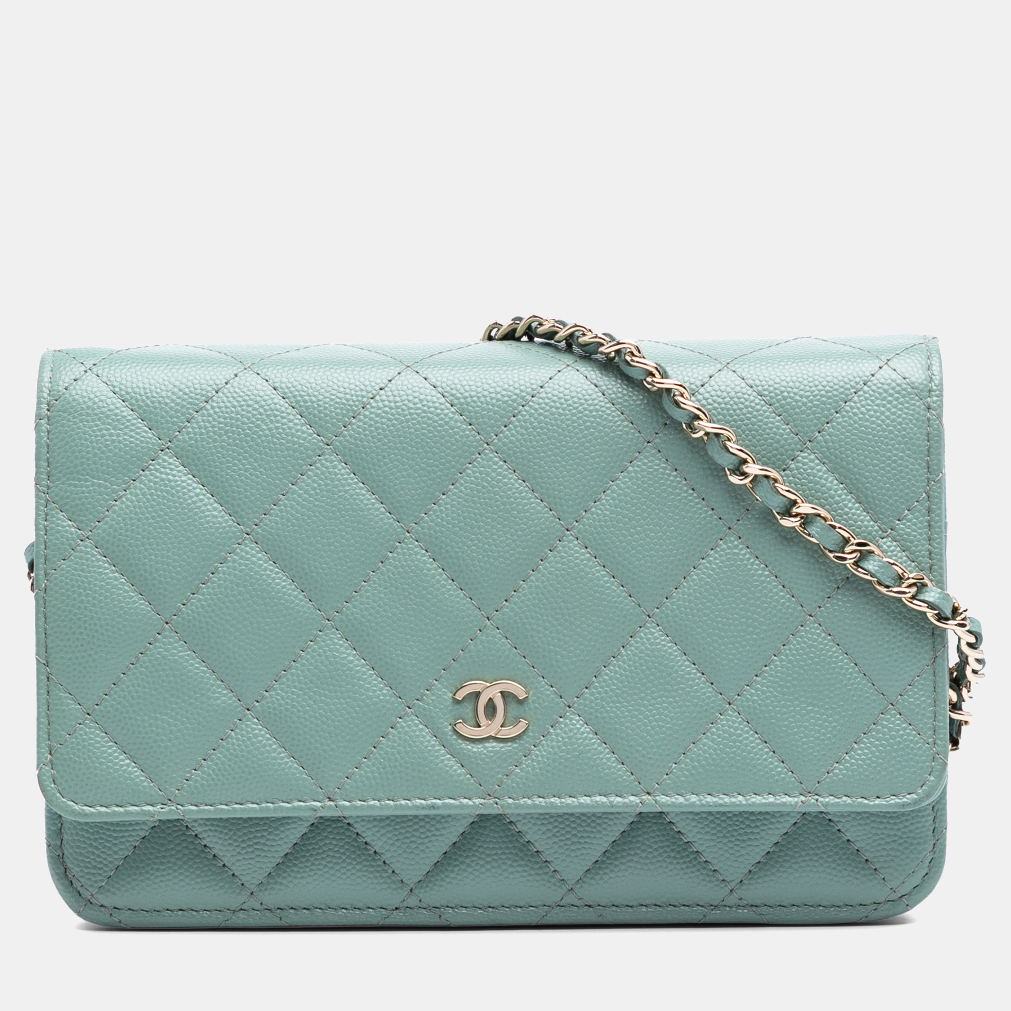 

Chanel Green CC Quilted Caviar Wallet on Chain