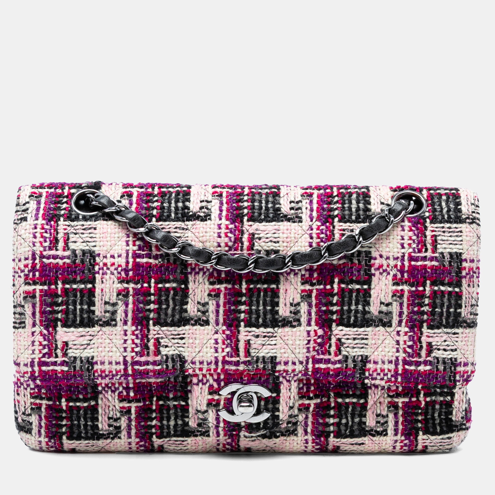 

Chanel Pink Medium Classic Tweed Double Flap