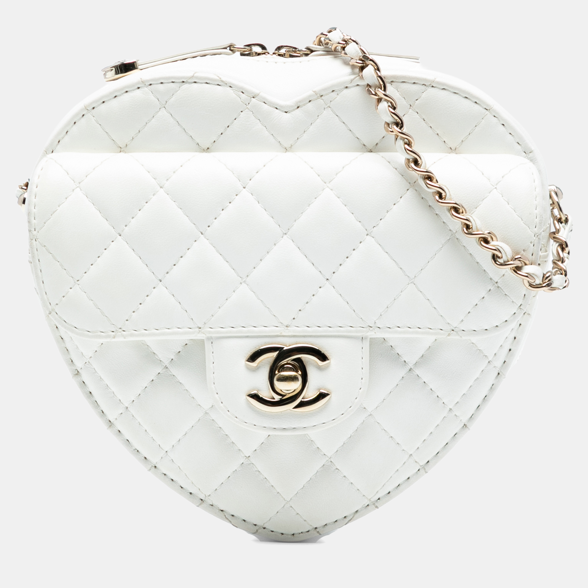 

Chanel White Lambskin CC in Love Heart Crossbody