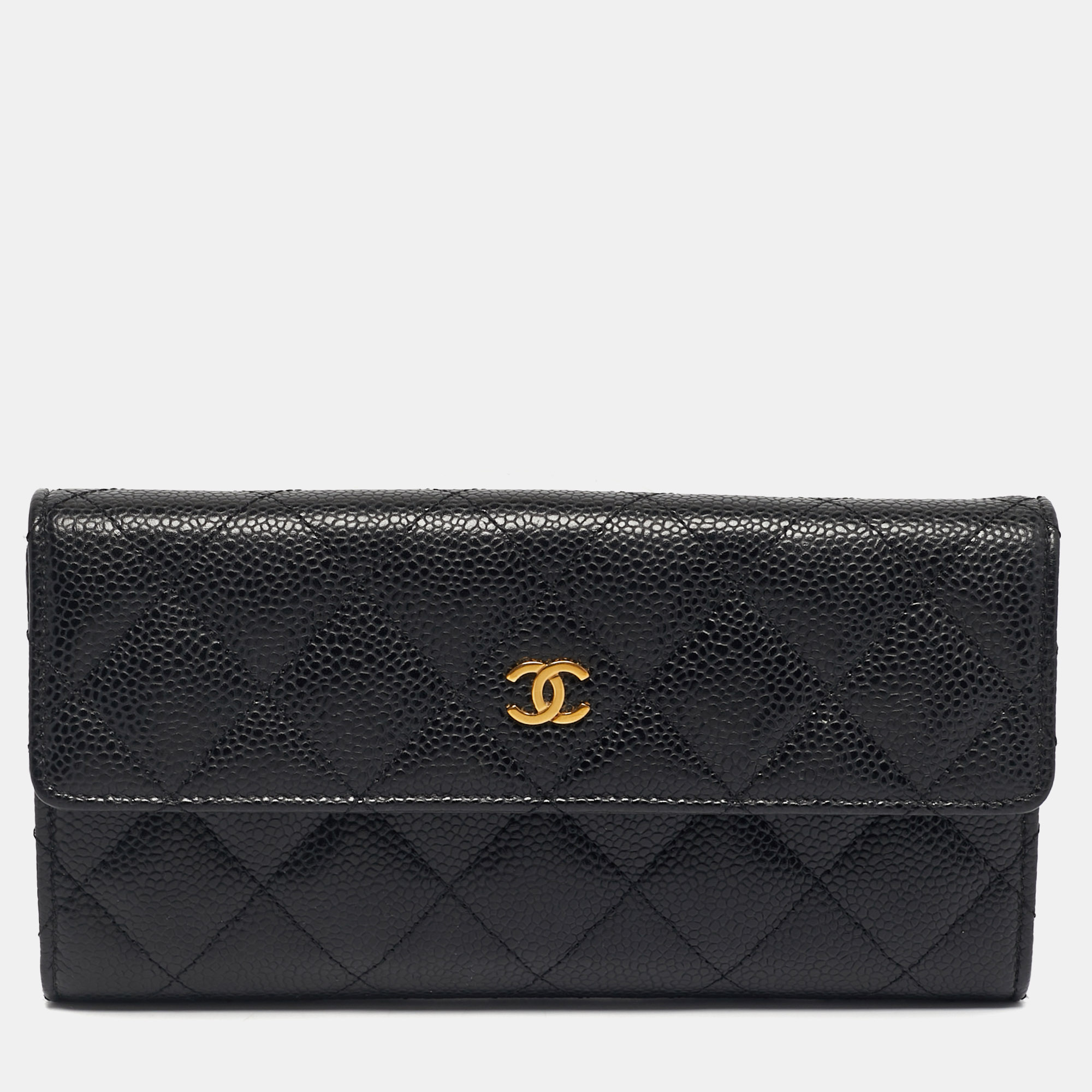 

Chanel Black Quilted Caviar Leather Classic Flap Wallet