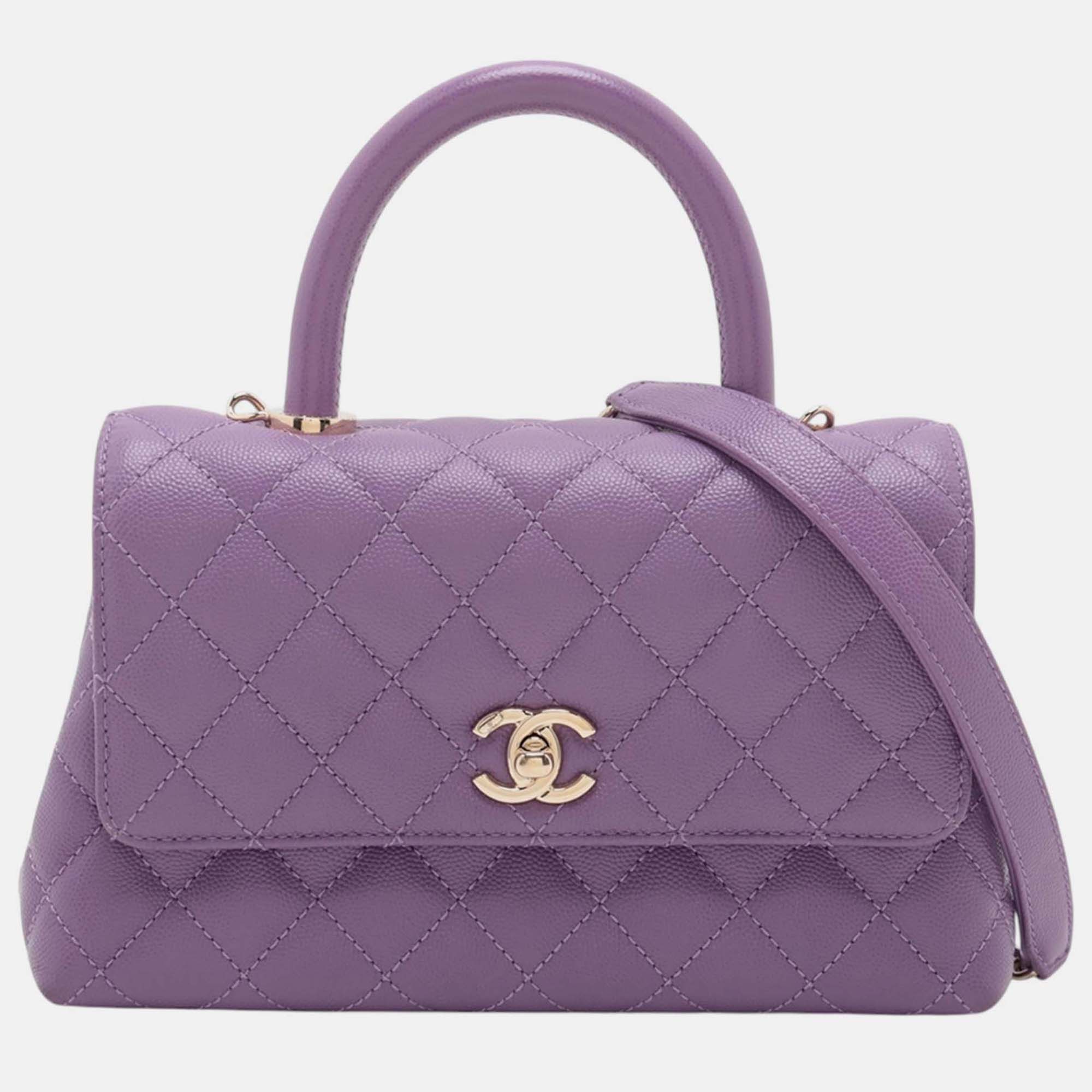 

Chanel Purple Mini Caviar Coco Top Handle Bag