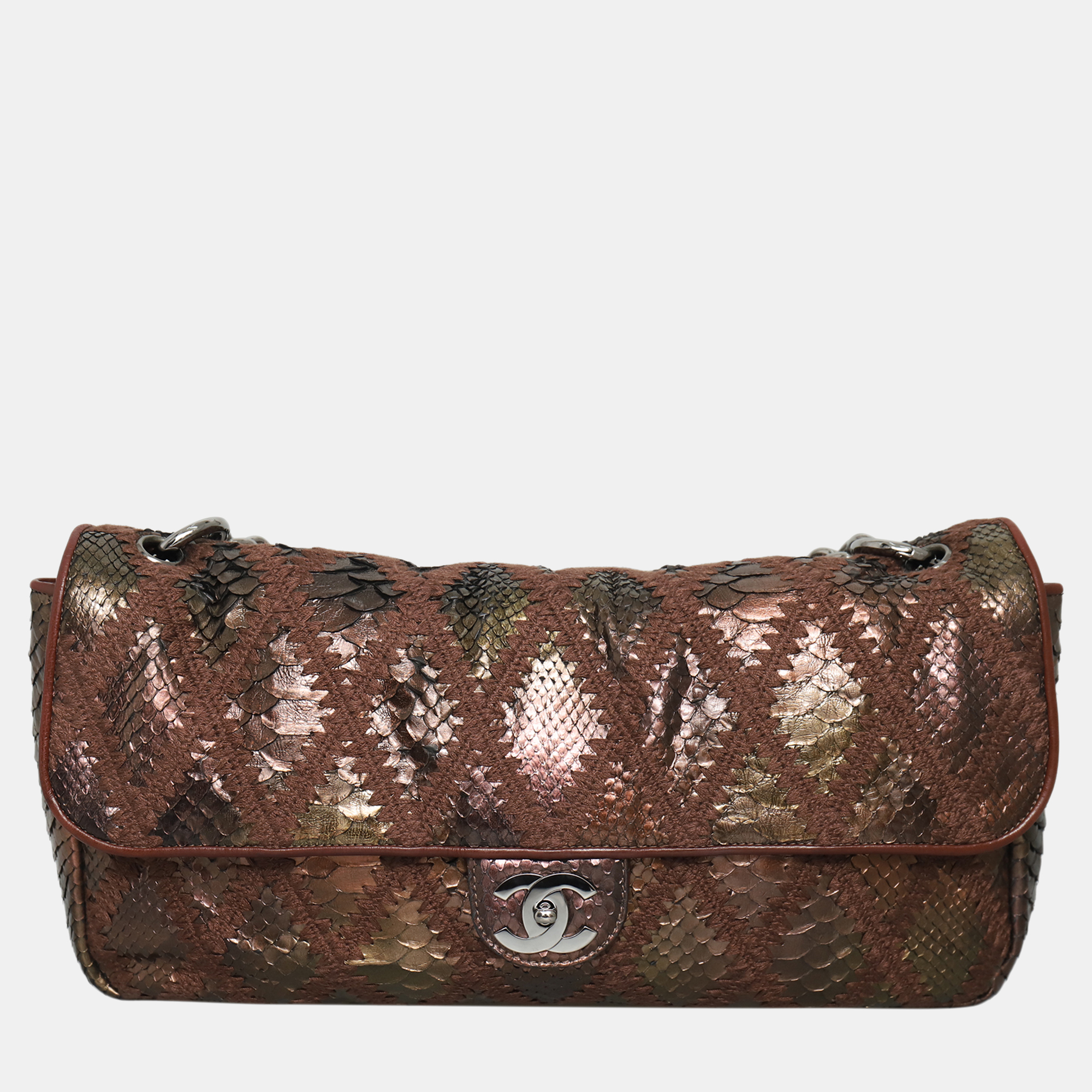 

Chanel Python Crochet Soft Chain Flap Bag, Burgundy