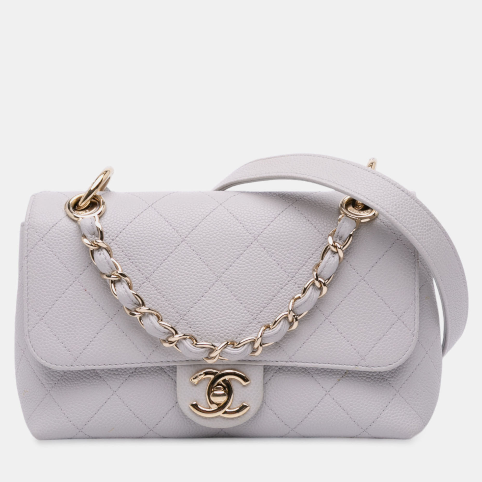 CHANEL Pre-owned White Small Stitched Caviar City Walk Flap