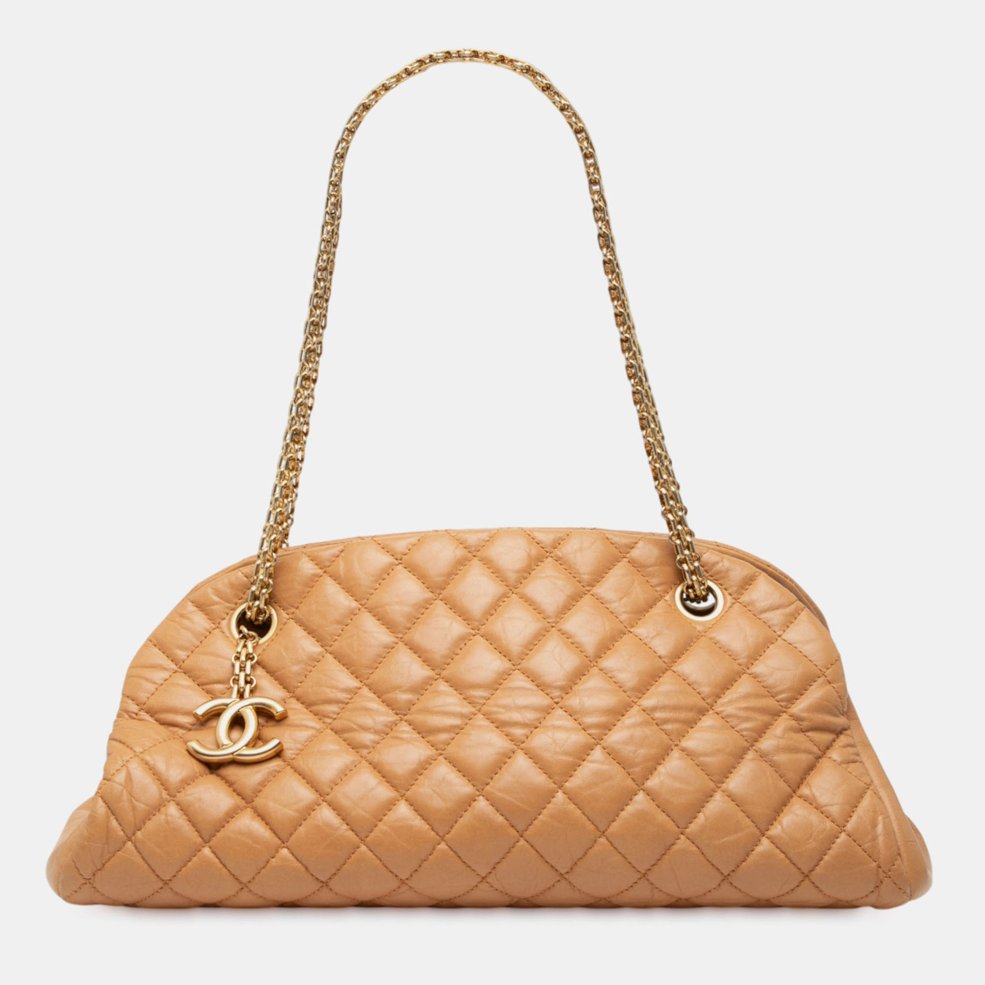 

Chanel Beige Brown Medium Lambskin Just Mademoiselle Bowling Bag