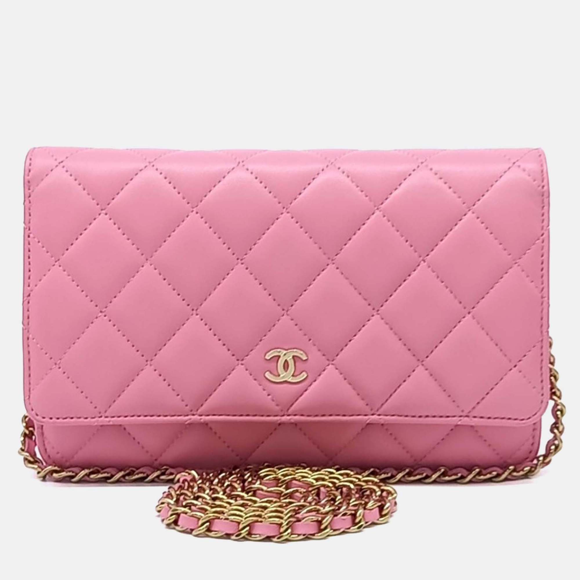 

Chanel Pink Lambskin Leather Lambskin WOC Mini Crossbody Bag
