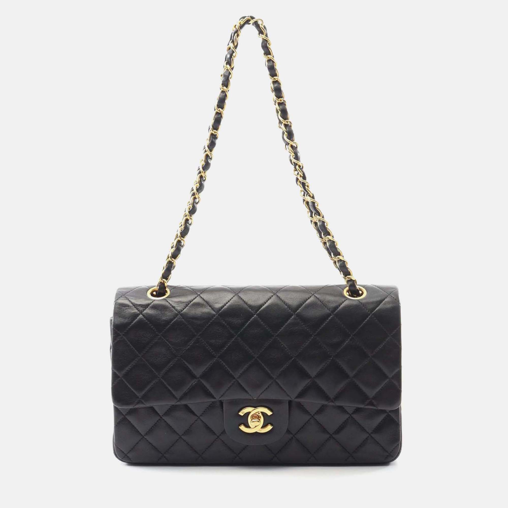 

Chanel Classic Double Flap Medium Leather Shoulder Bag, Black