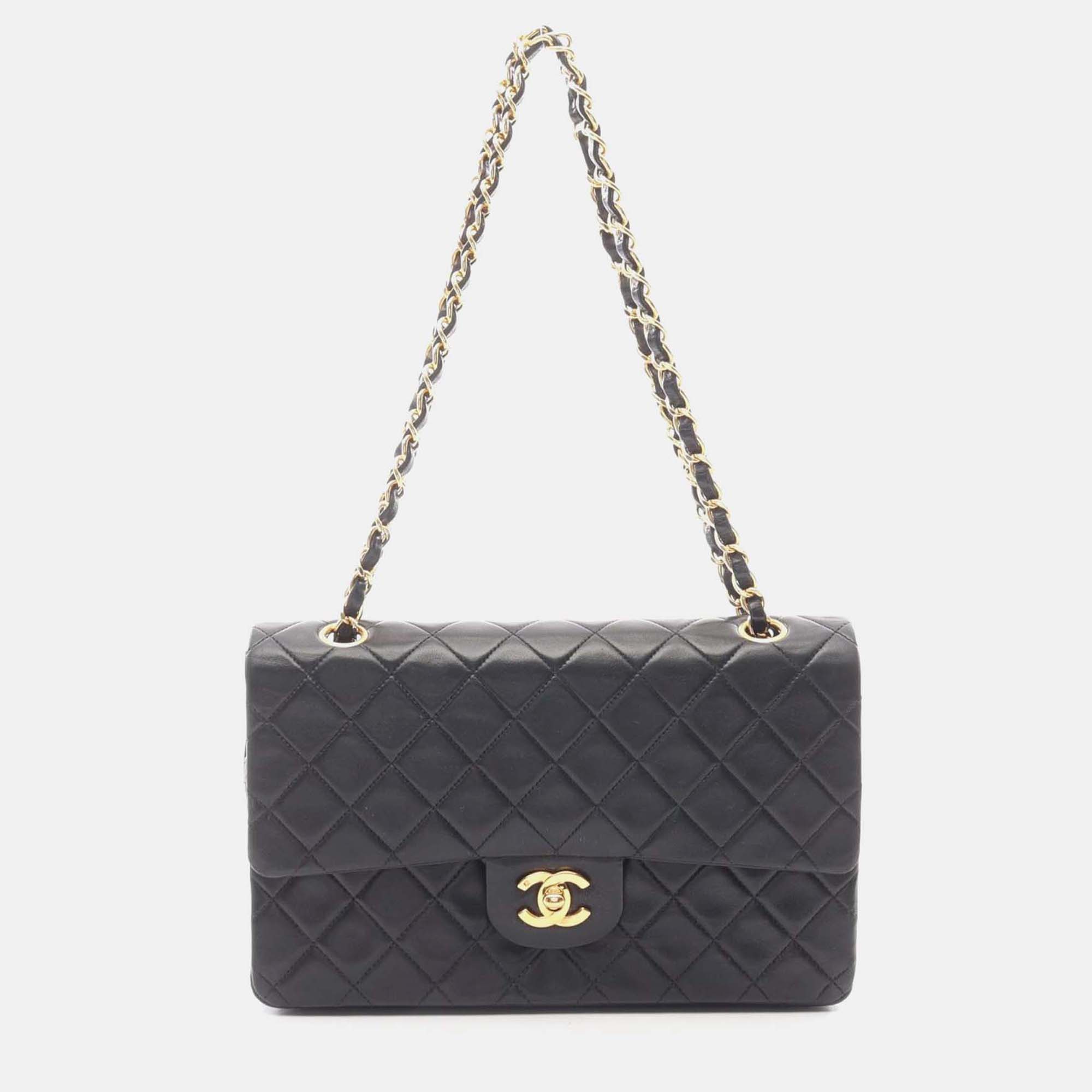 

Chanel Classic Double Flap Medium Black Leather Shoulder Bag