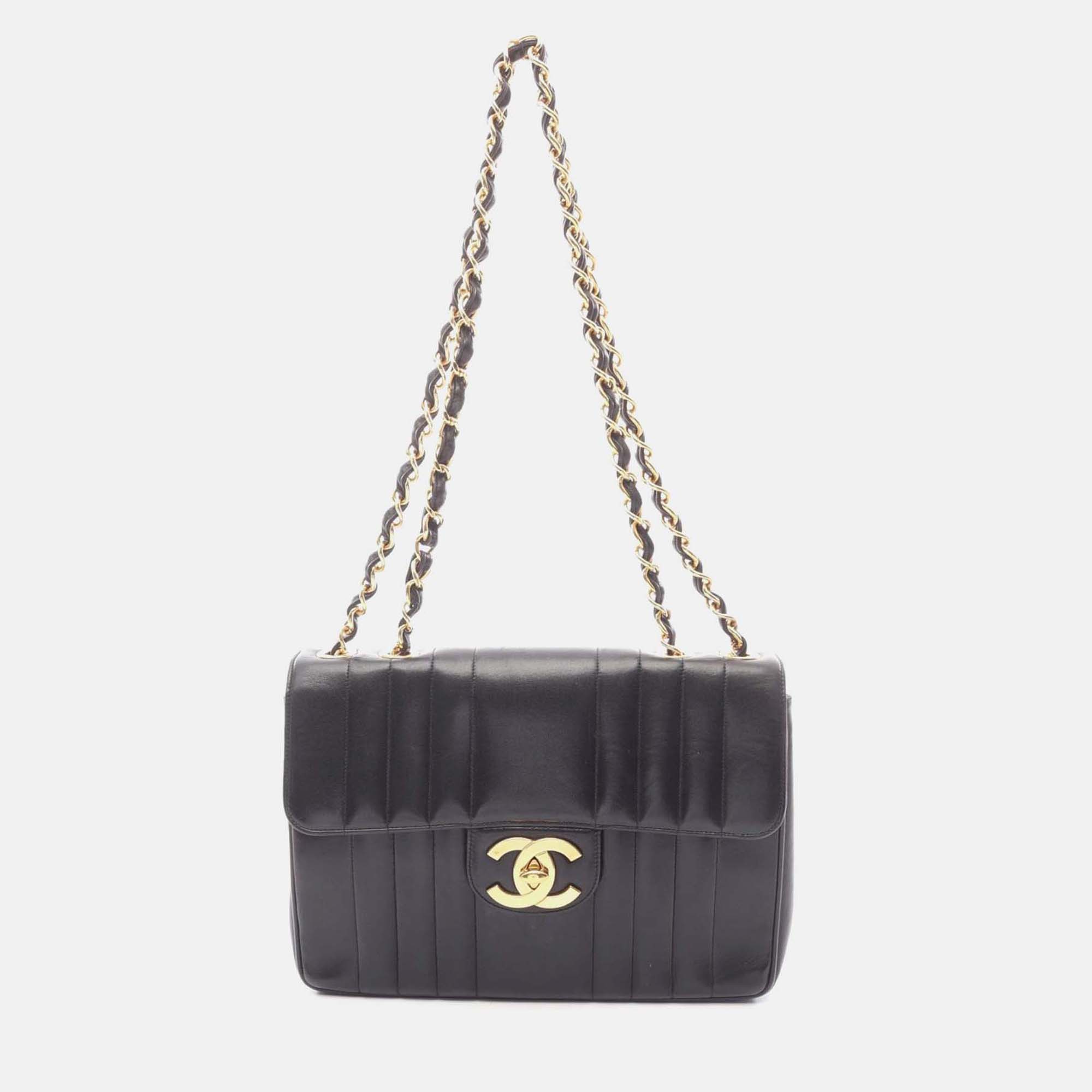 

Chanel Mademoiselle Deca Black Lambskin Leather Crossbody Bag