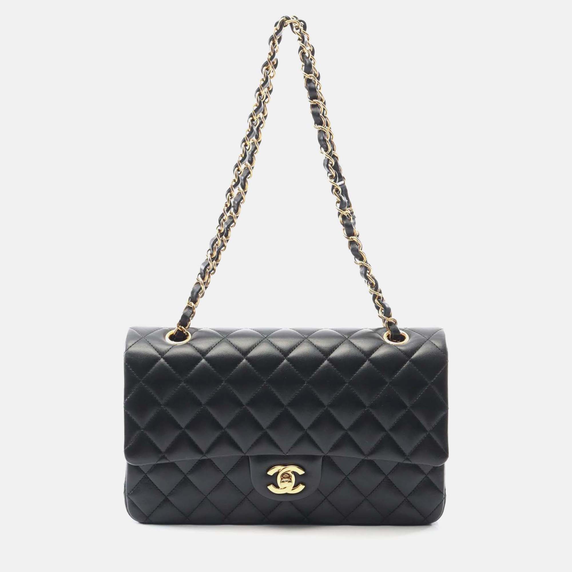 

Chanel Classic Double Flap Medium Leather Shoulder Bag, Black