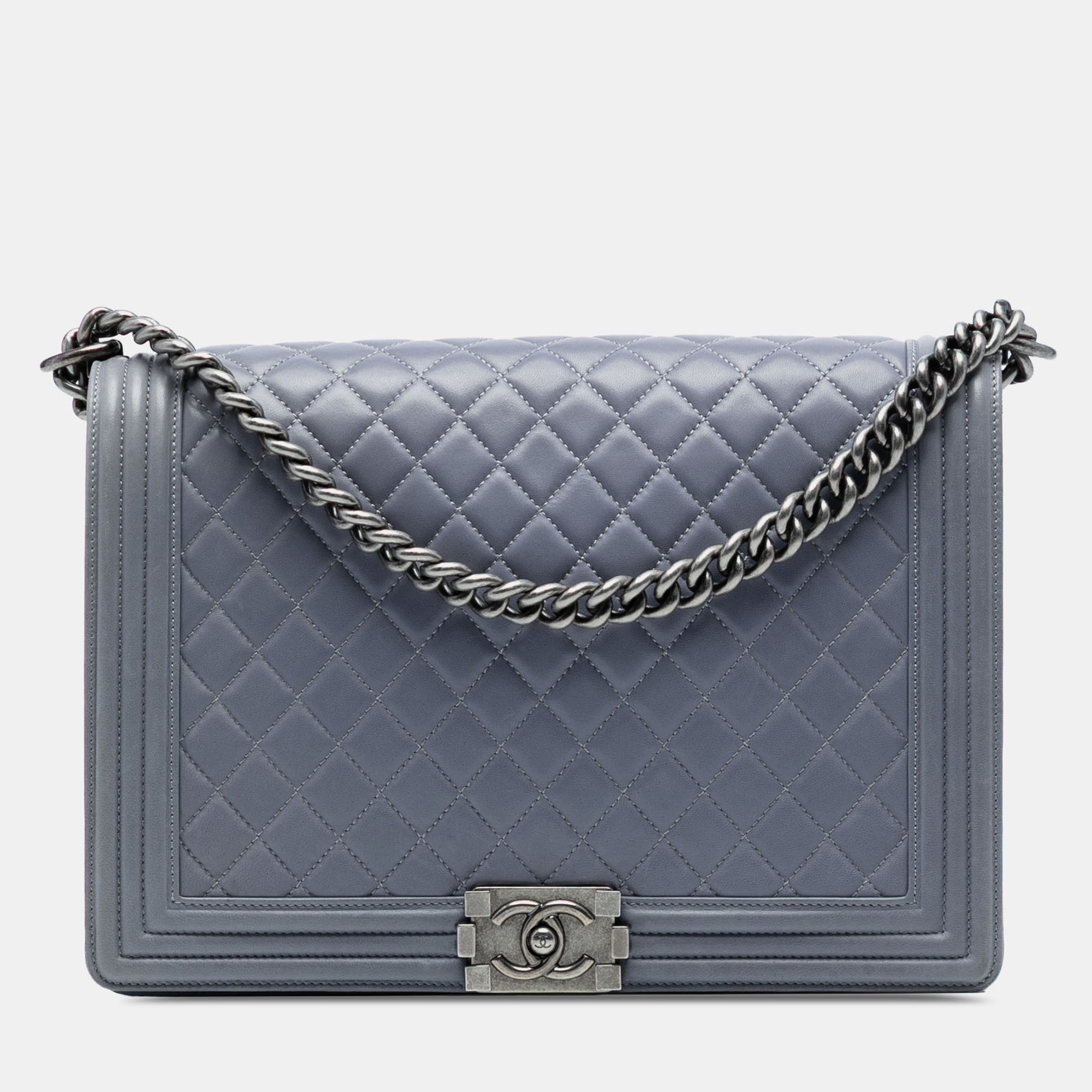 

Chanel Grey Large Quilted Lambskin Boy Flap