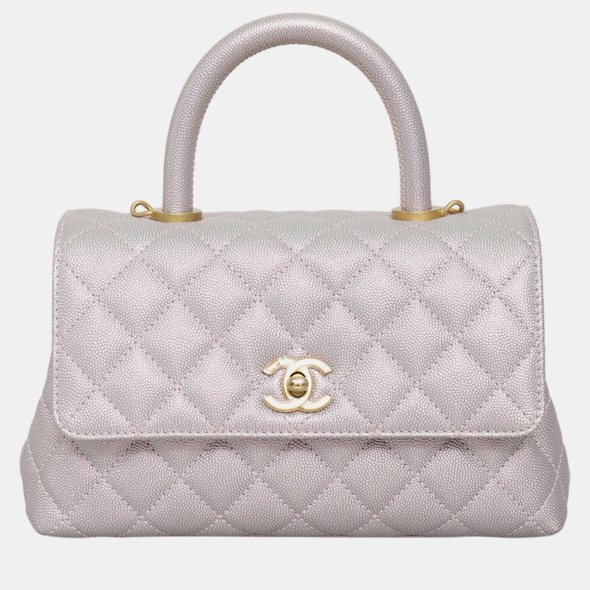 

Chanel Iridescent Caviar Quilted Mini Coco Handle Bag, Purple