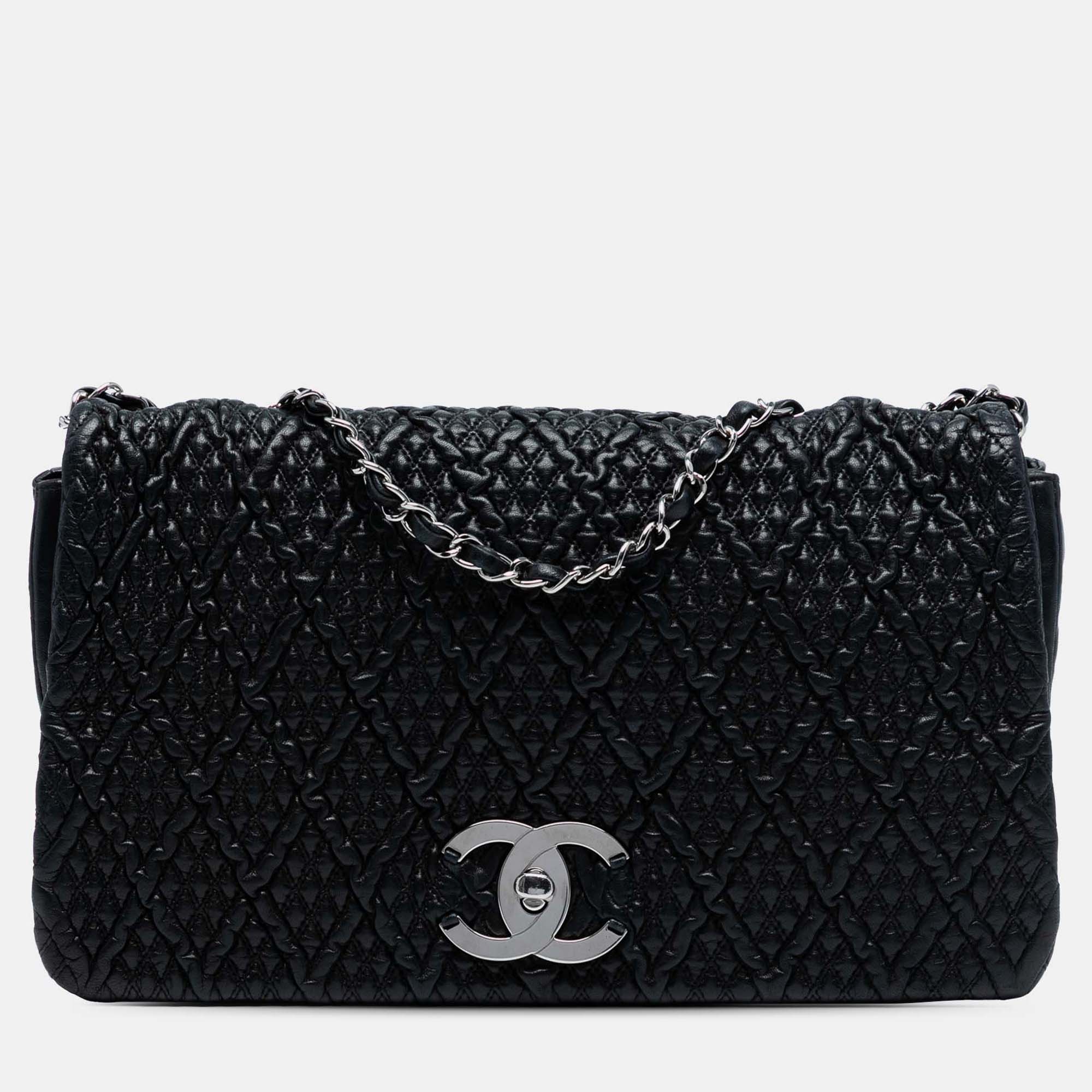 

Chanel CC Quilted Astrakhan Flap, Black