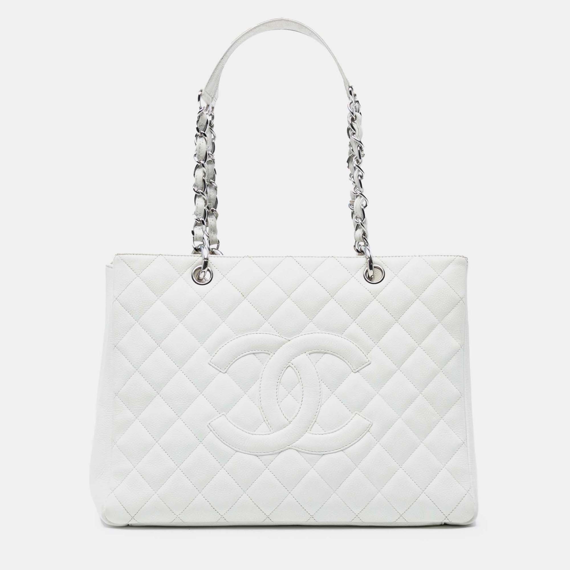 

Chanel Caviar Grand Shopping Tote, White