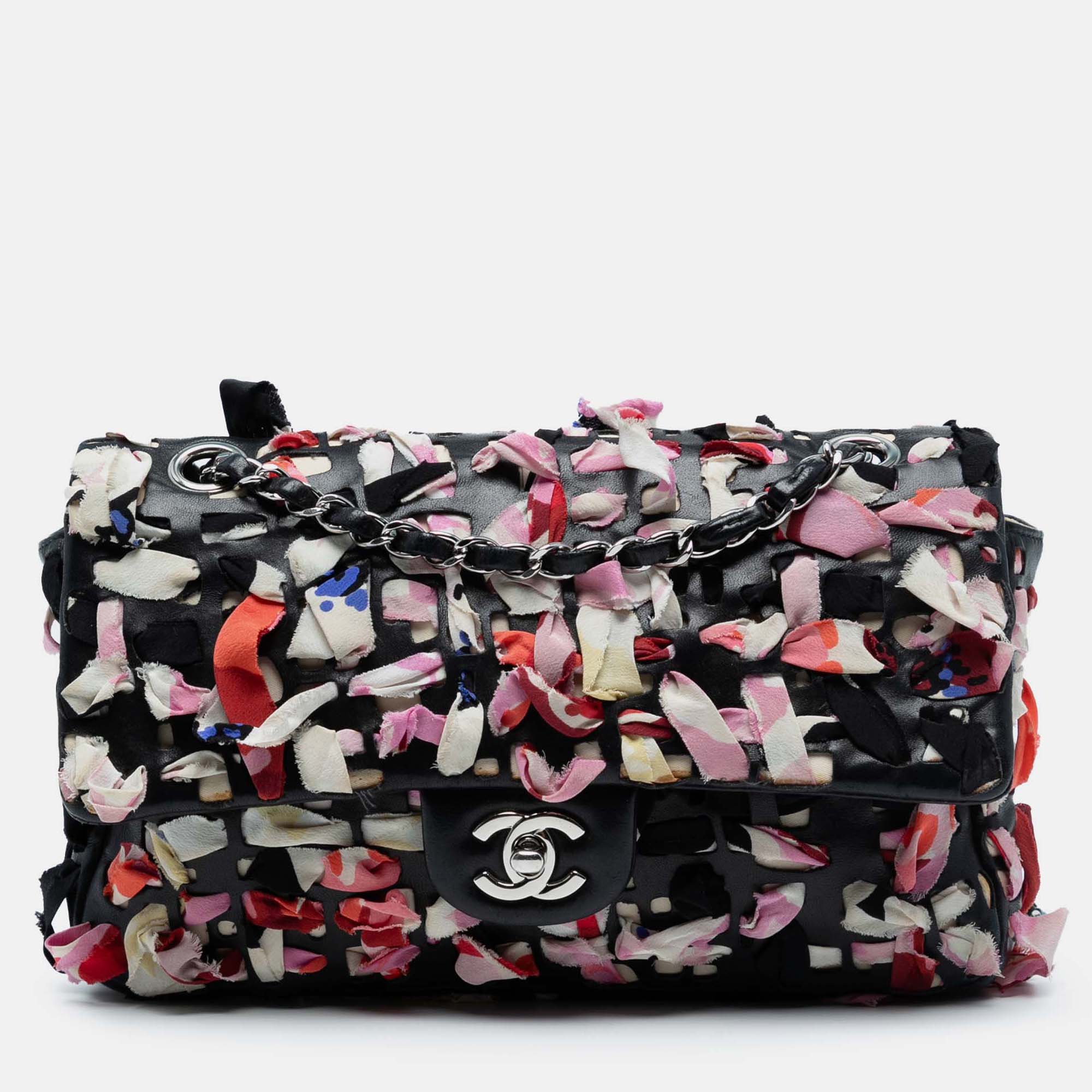 

Chanel Medium Classic Lambskin and Silk Ribbon Single Flap, Black