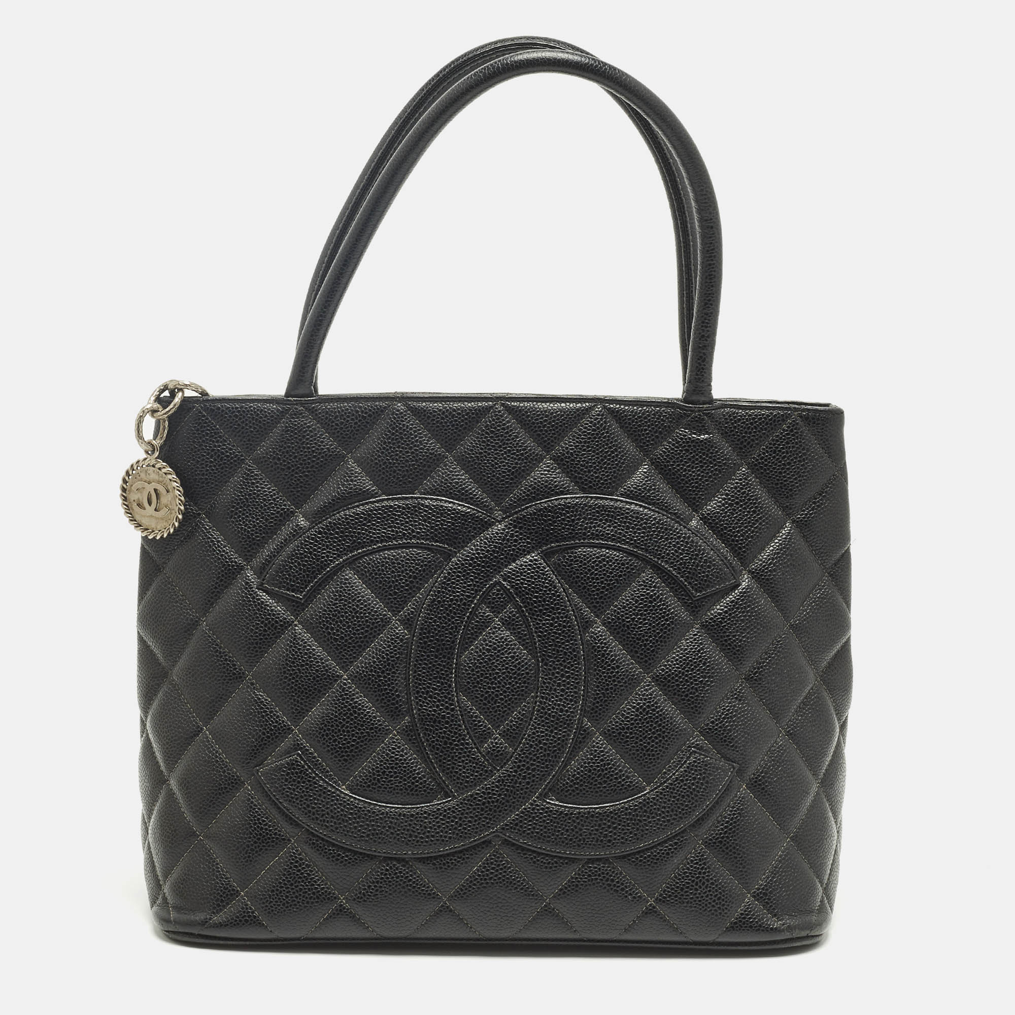 

Chanel Black Quilted Caviar Leather Medallion Tote