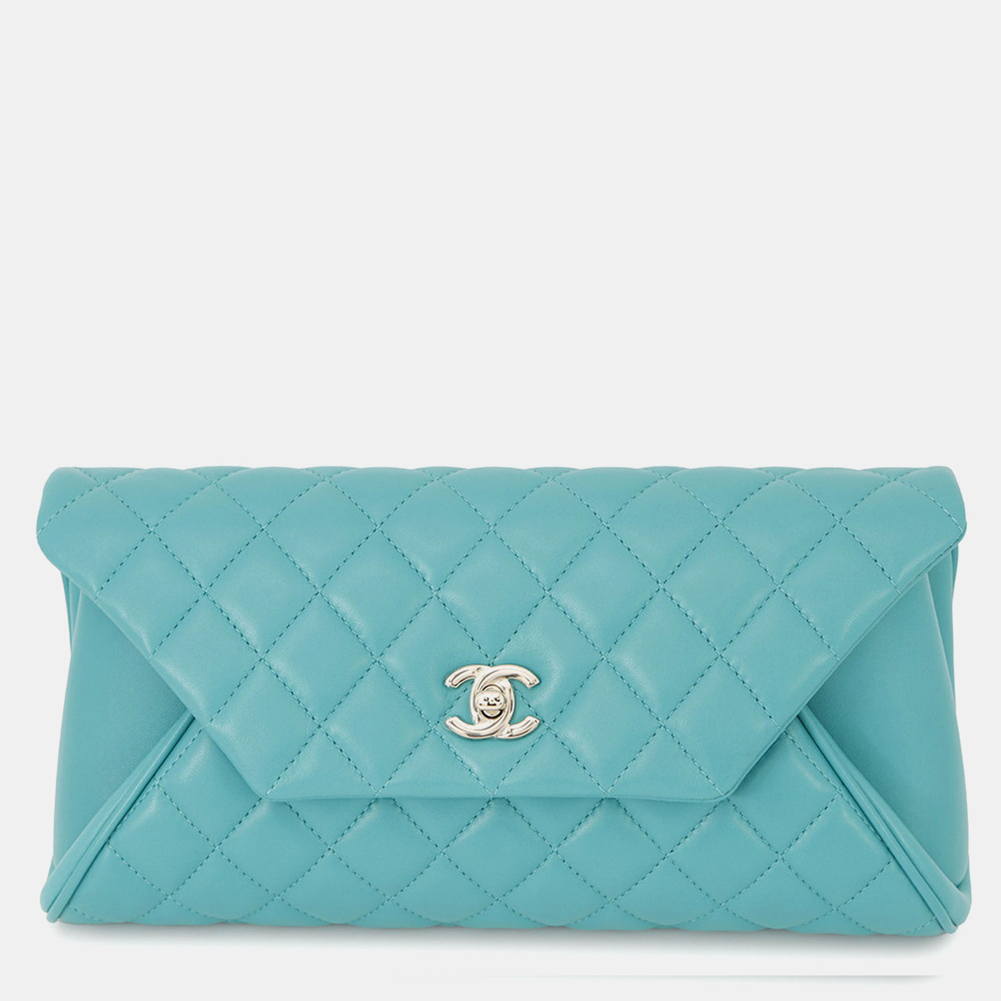 

Chanel Matelasse Clutch Bag Turquoise Lambskin, Blue