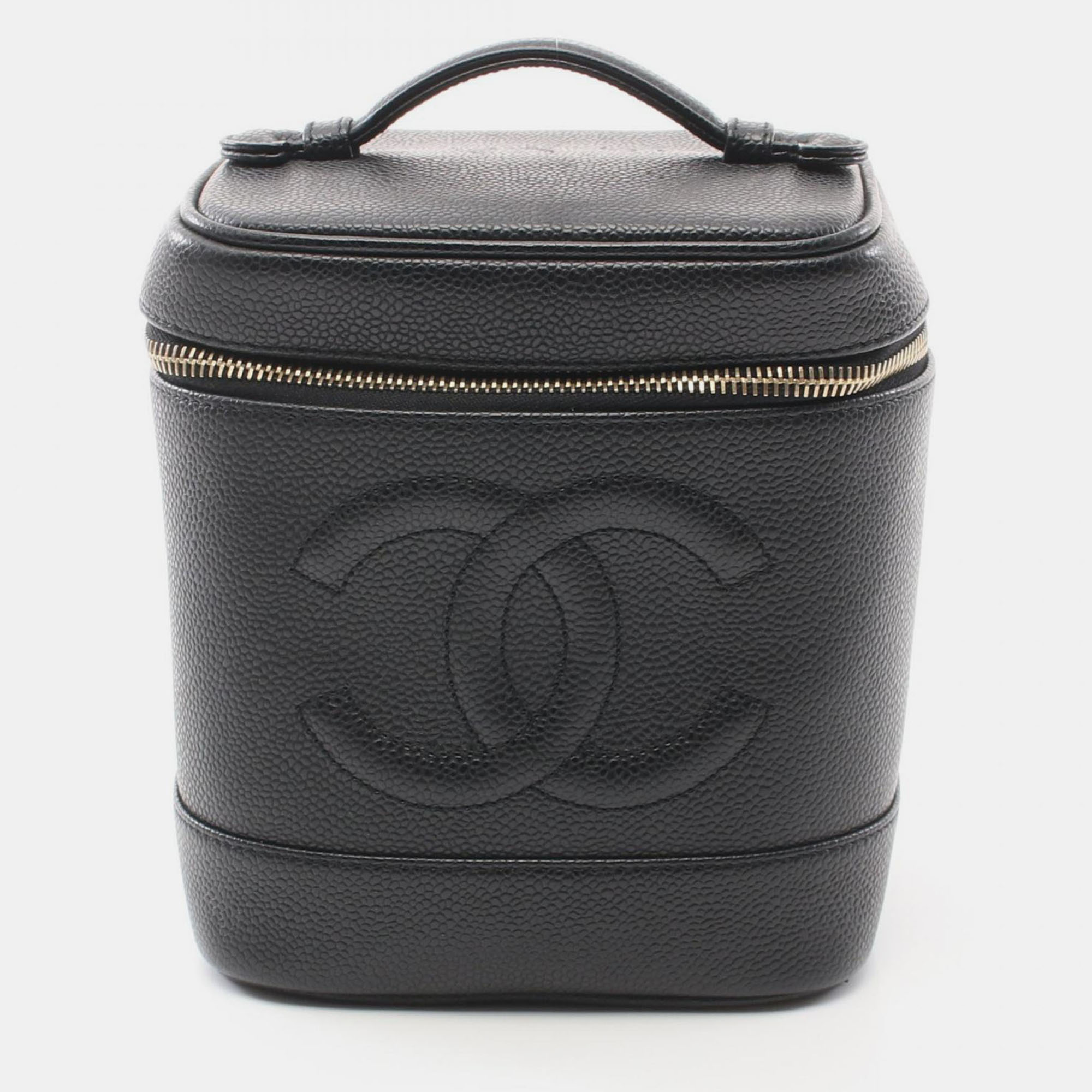

Chanel Coco Mark Hand Vertical Vanity Bag Leather Black