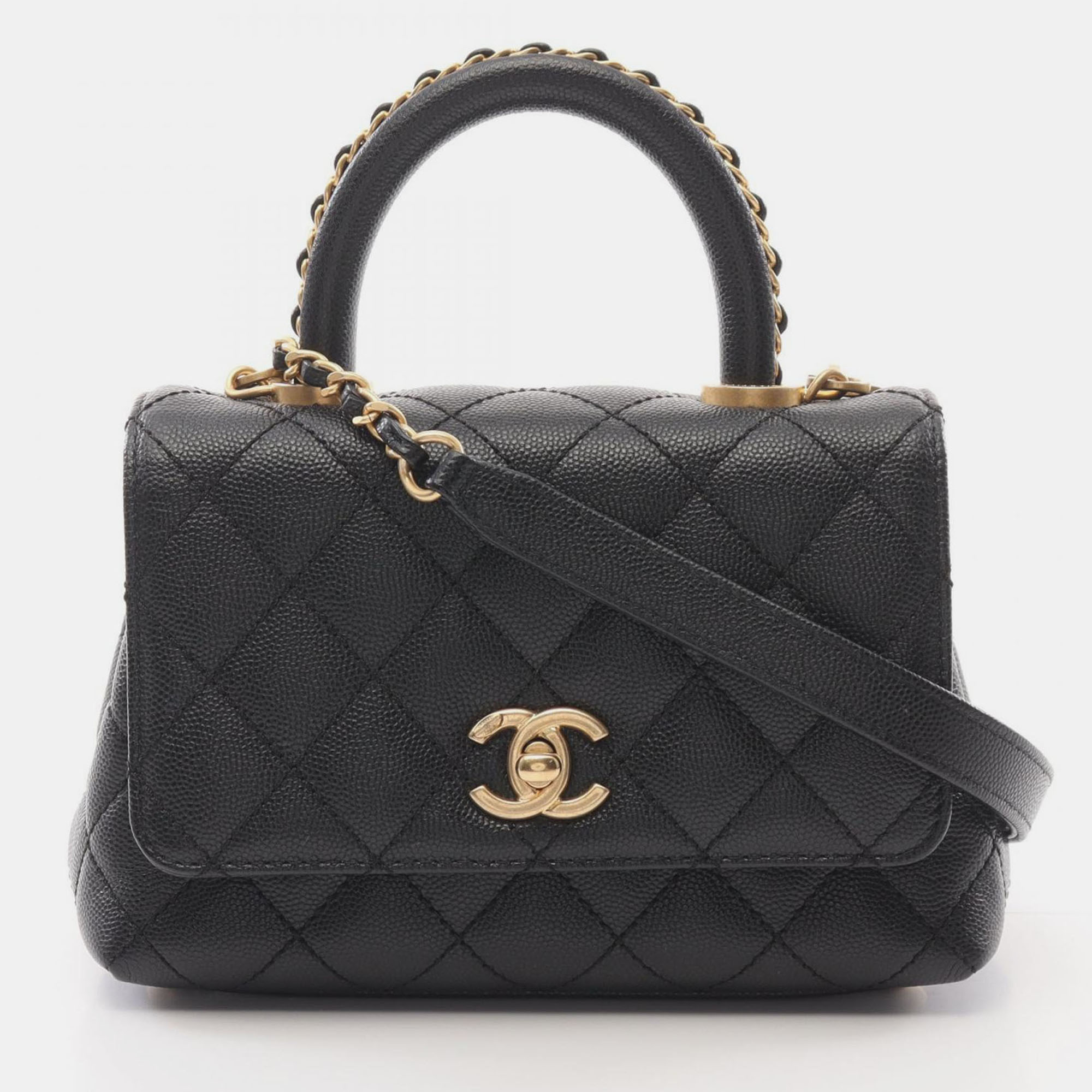

Chanel Coco Handle  2Way Handbag Grained Calfskin Black