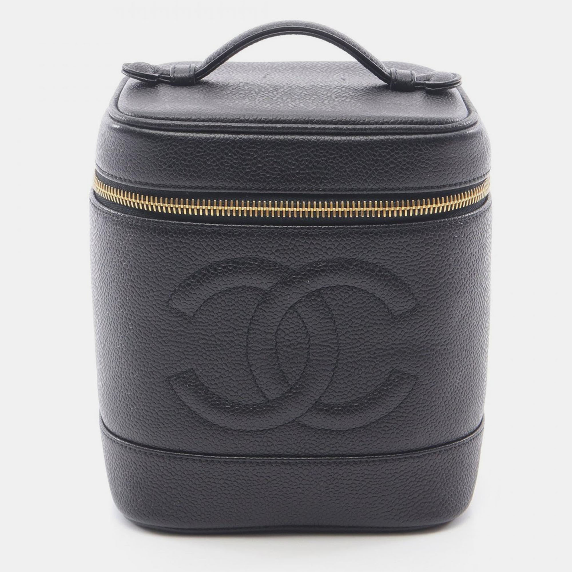 

Chanel Coco Mark Hand Vertical Vanity Bag Calfskin Black