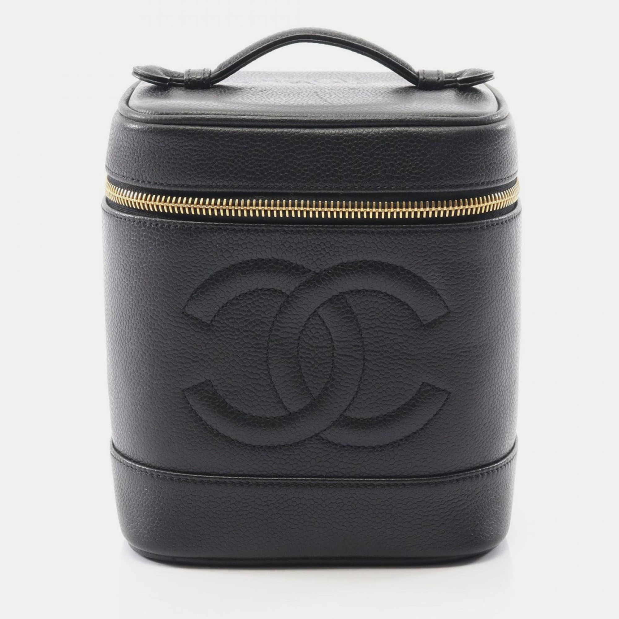 

Chanel Coco Mark Vanity Handbag Leather Calfskin Black