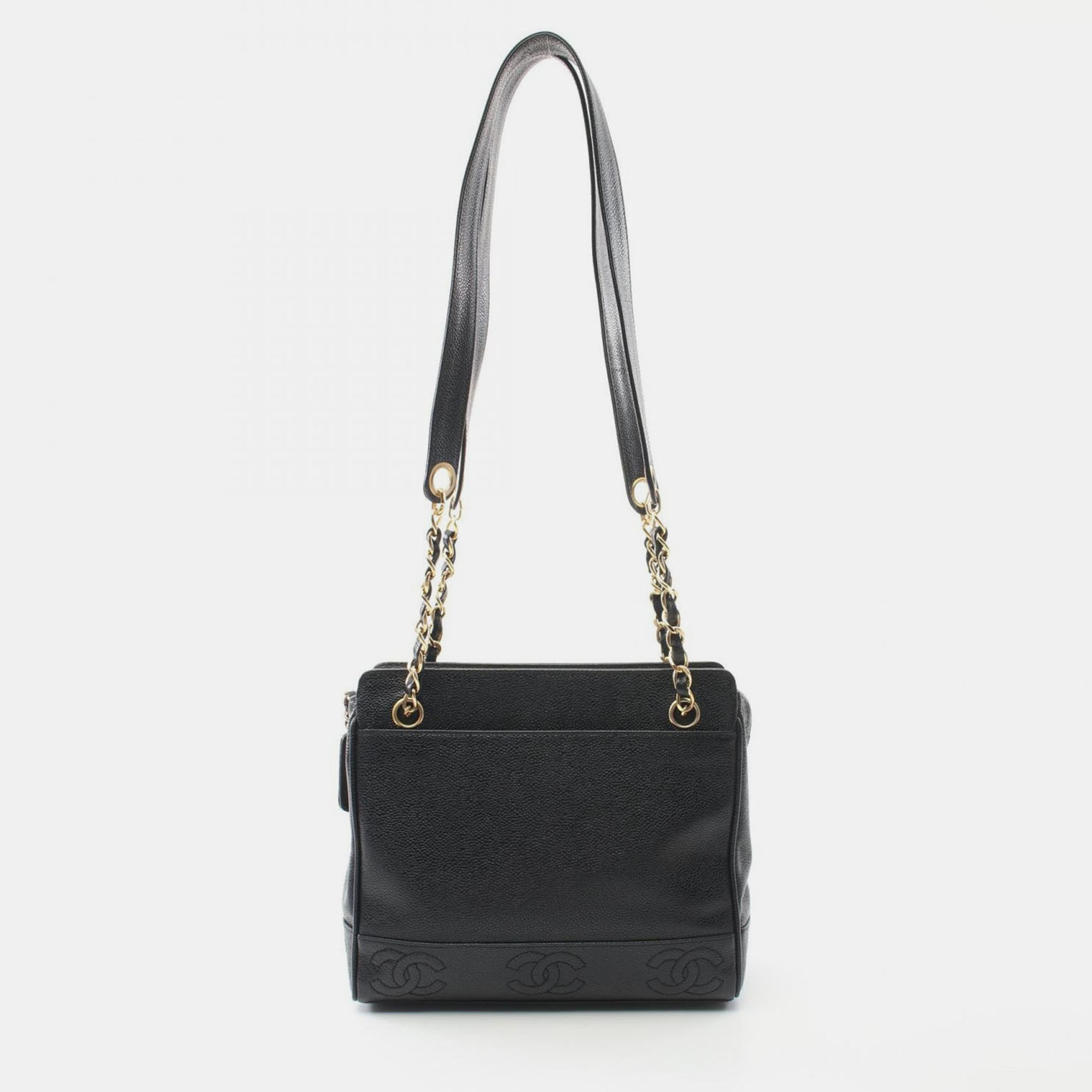 Click to view more detailed imagery on our partner's website Pre-owned Chanel Triple Coco Tote Chain Shoulder Bag Leather Black