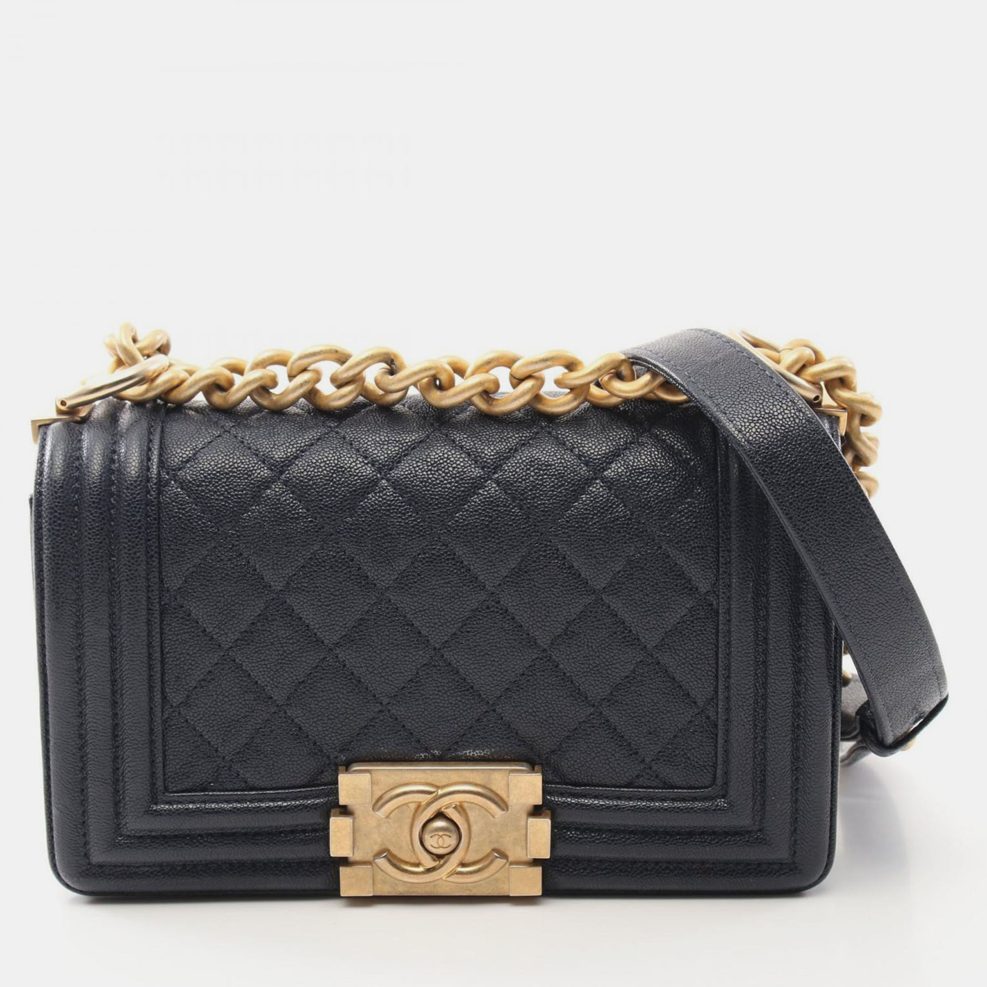 

Chanel Boy Chanel Small Chain Shoulder Bag Leather Navy, Navy blue