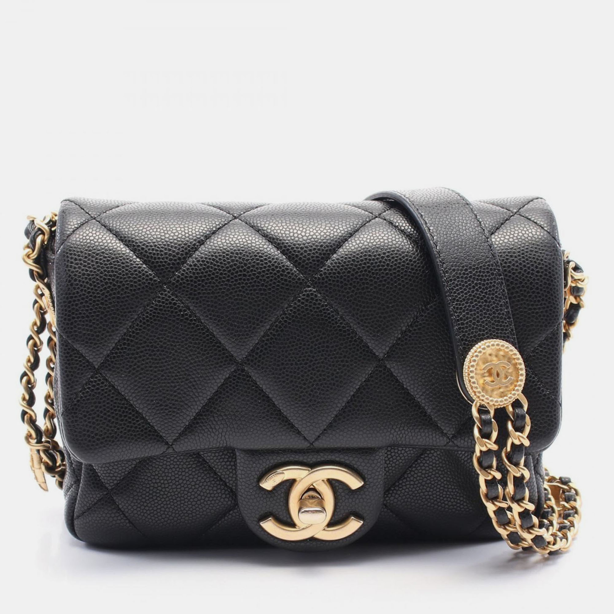 

Chanel Matelasse Mini Flap Chain Shoulder Bag Leather Black