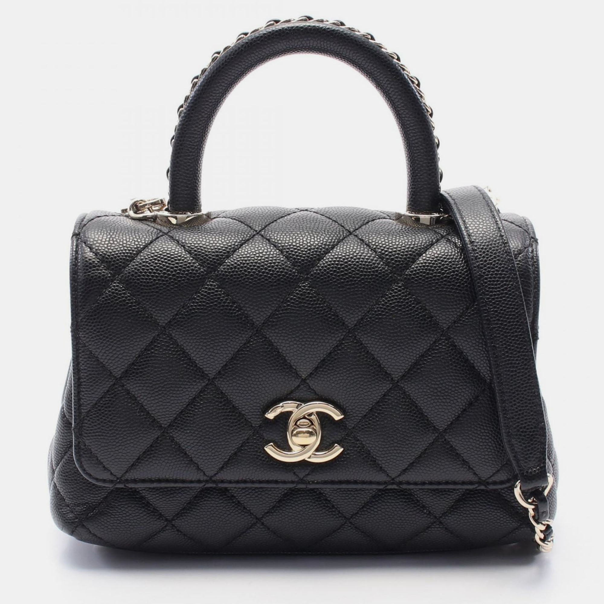 

Chanel Coco Handle  Matelasse 2Way Handbag Leather Black