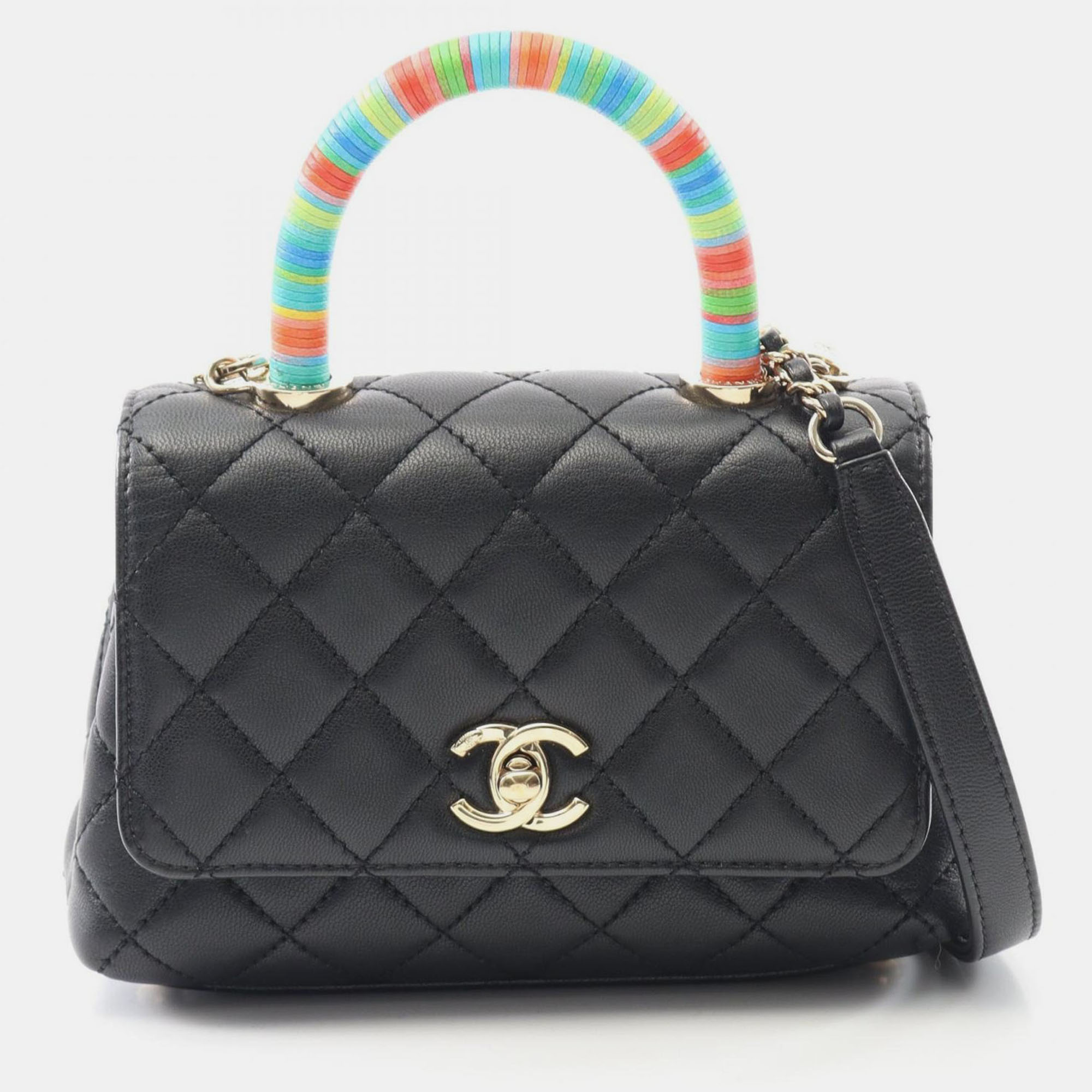 

Chanel Coco Handle  2Way Shoulder Handbag Lamb Leather Black
