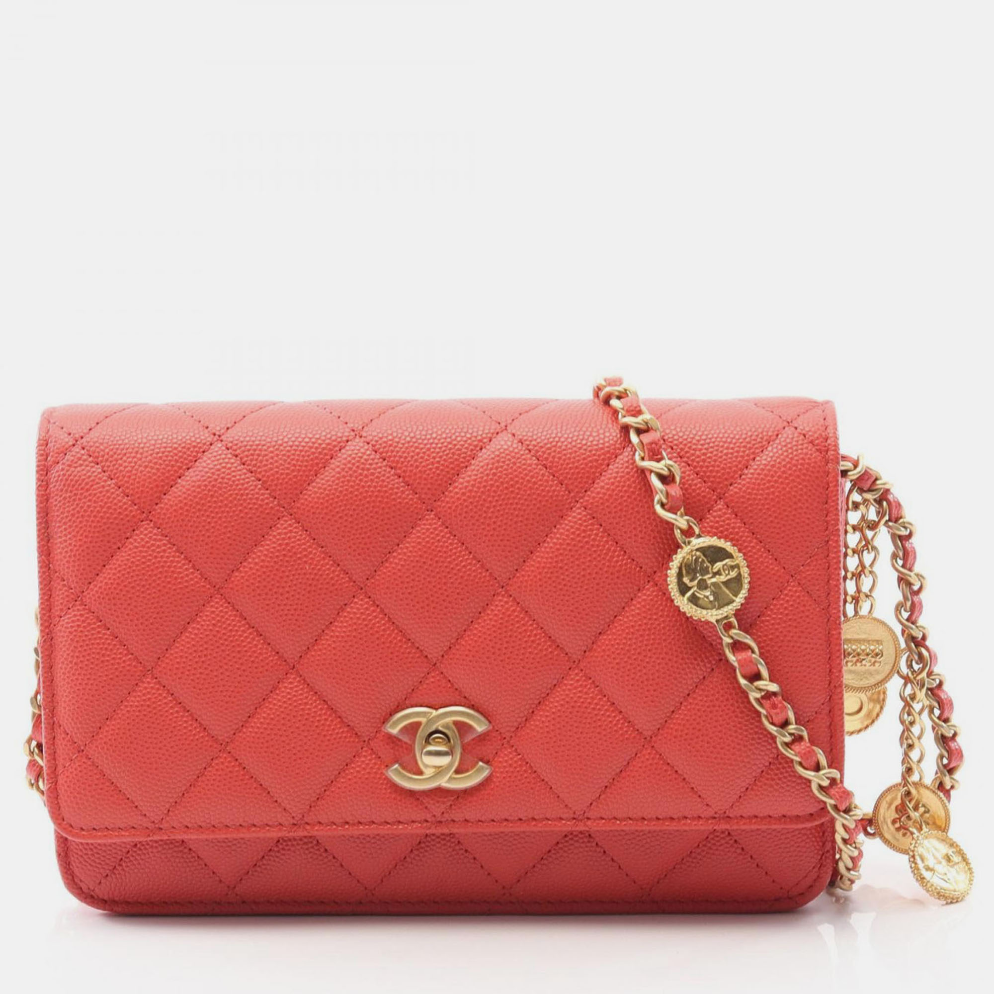 

Chanel Matelasse Chain Crossbody Bag Grained Calf Red Orange