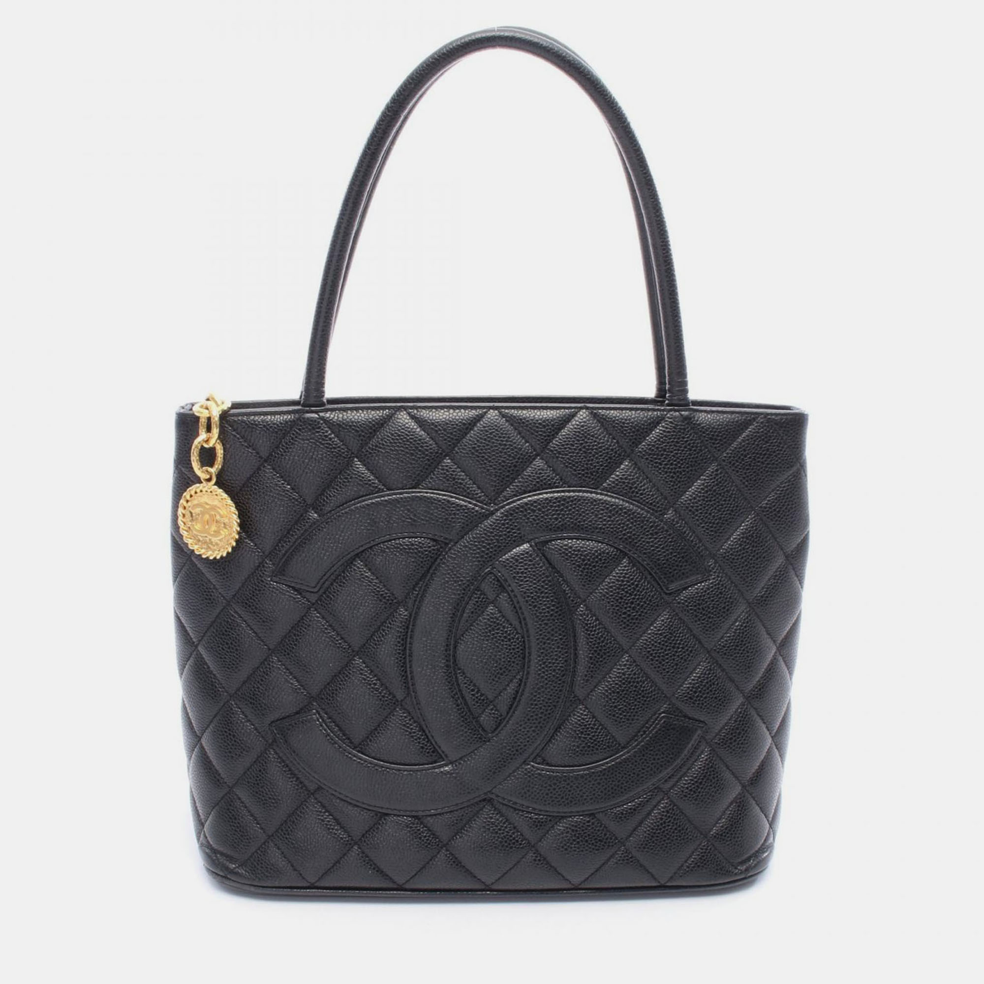 

Chanel Medallion Tote Shoulder Bag Leather Calfskin Leather Black