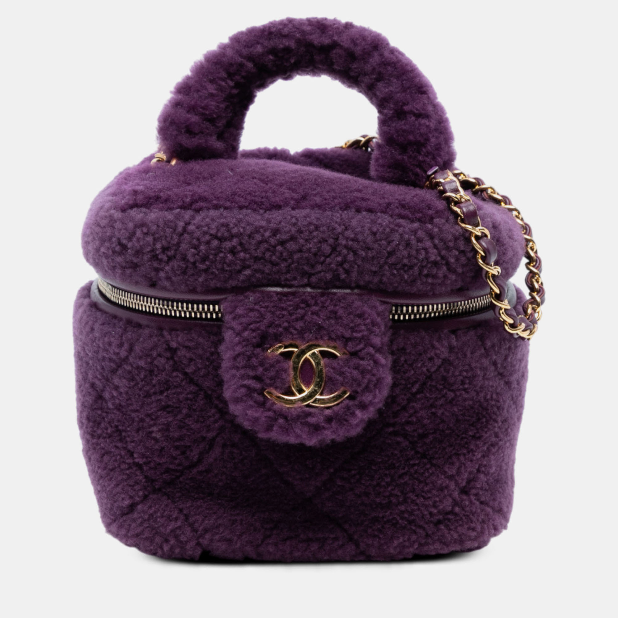 

Chanel Purple Small Quilted Shearling Vanity Case
