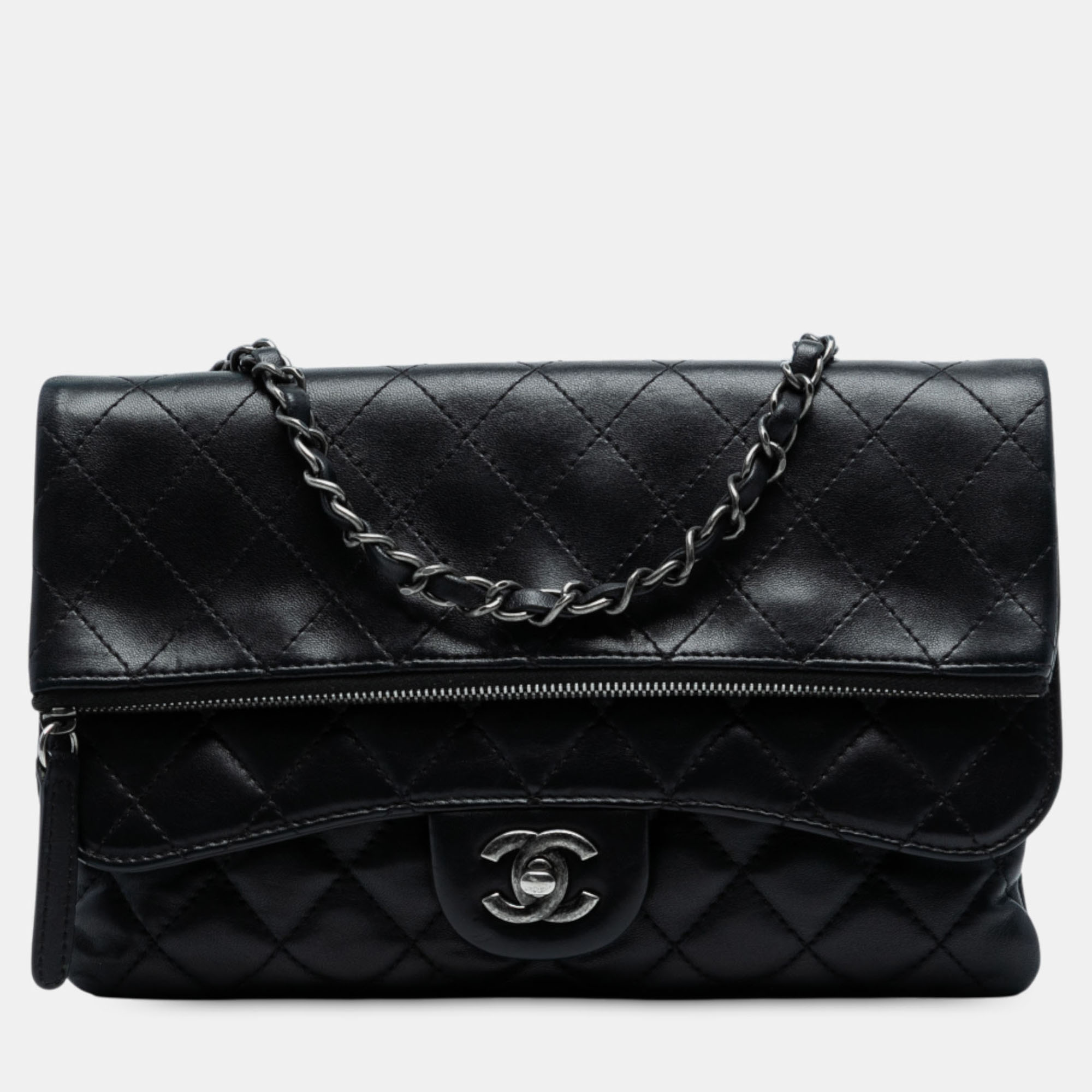 

Chanel Black Paris-Salzburg Lambskin Zip Multi Flap