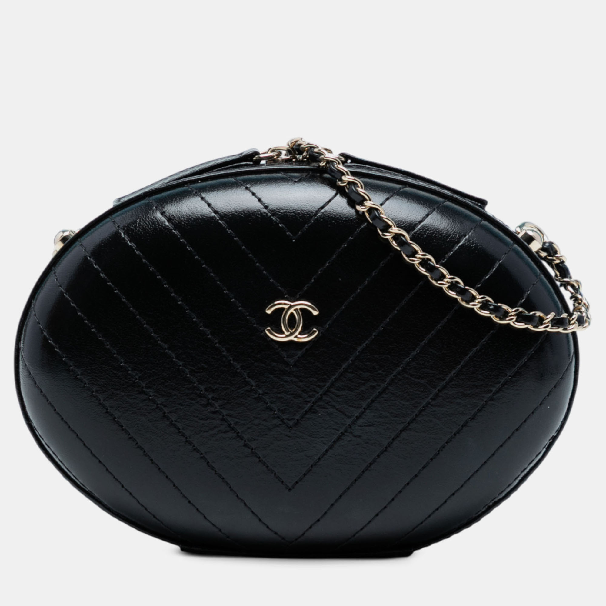 Chanel Black Chevron Stitched Calfskin La Pausa Evening Bag