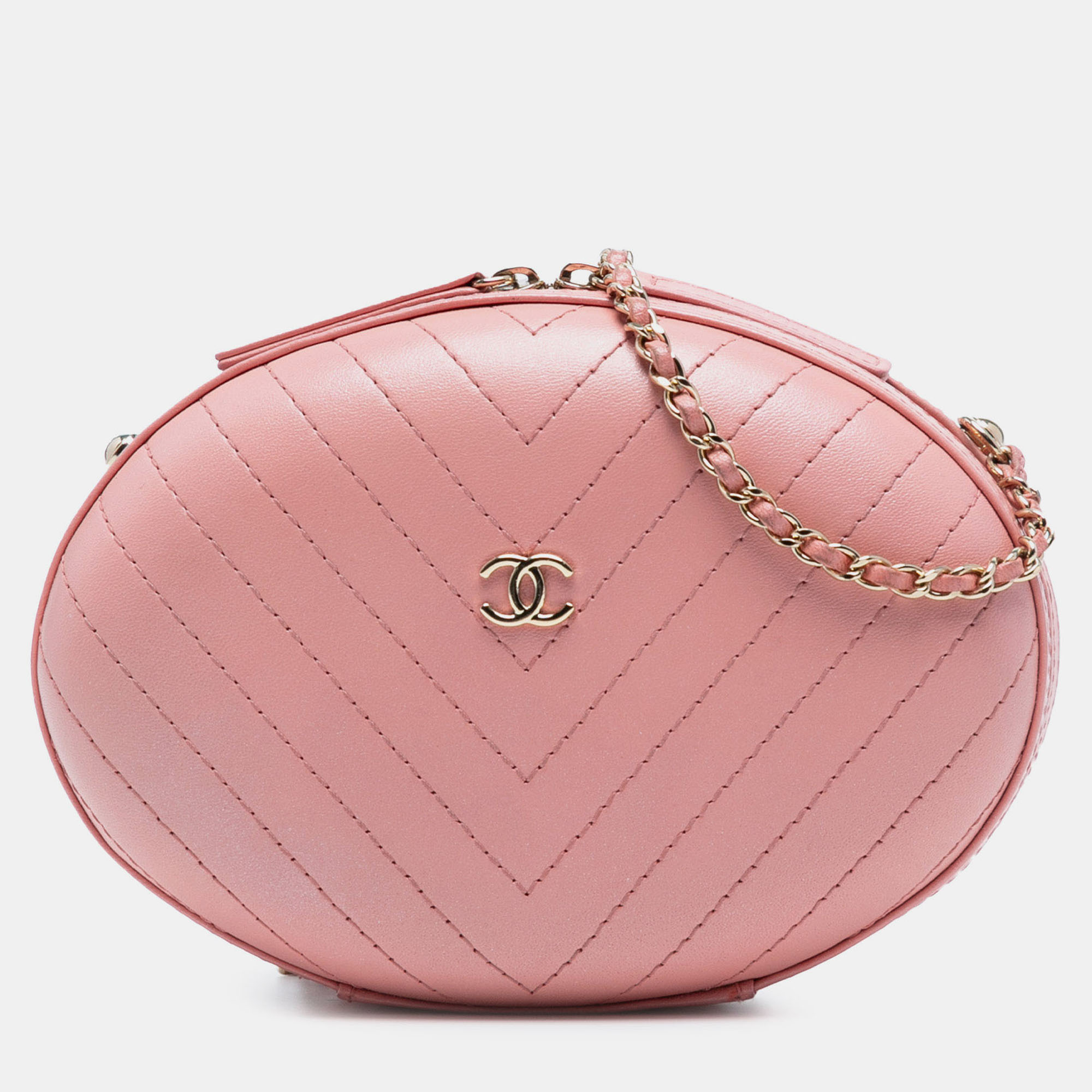 

Chanel Pink Chevron Stitched Calfskin La Pausa Evening Bag