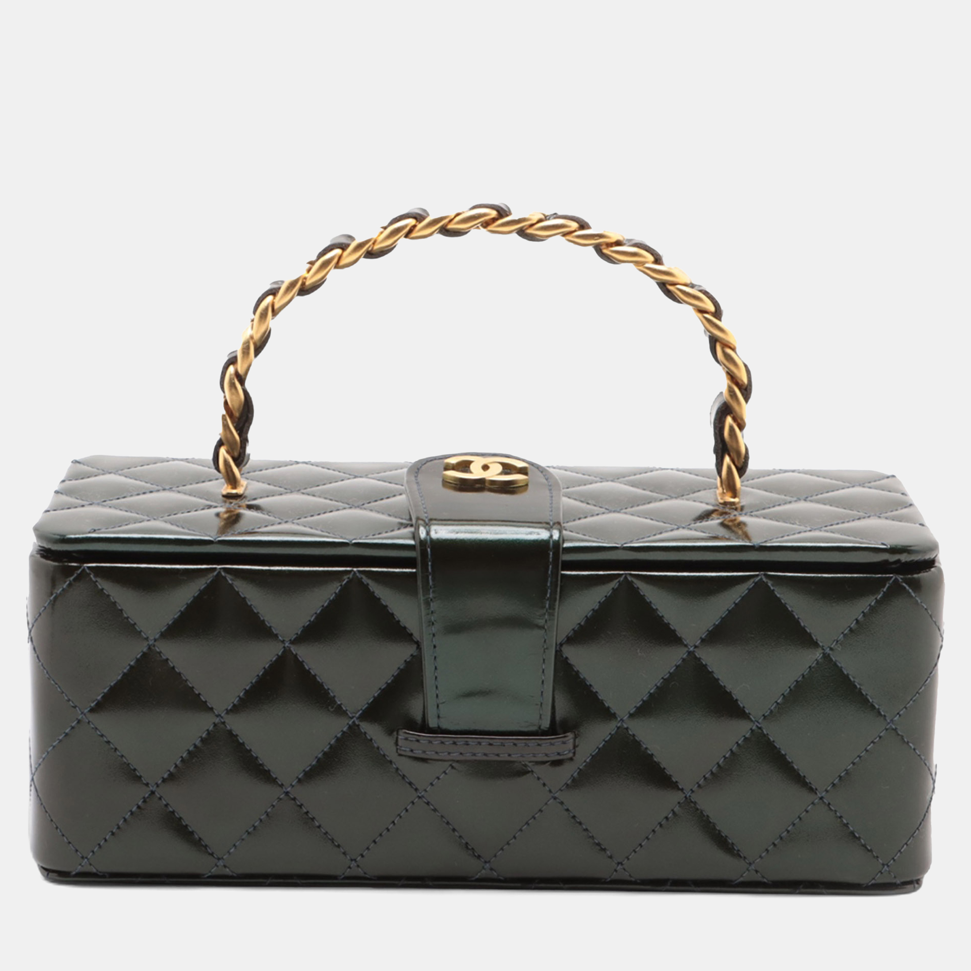 

Chanel Green Quilted Patent Vanity Box