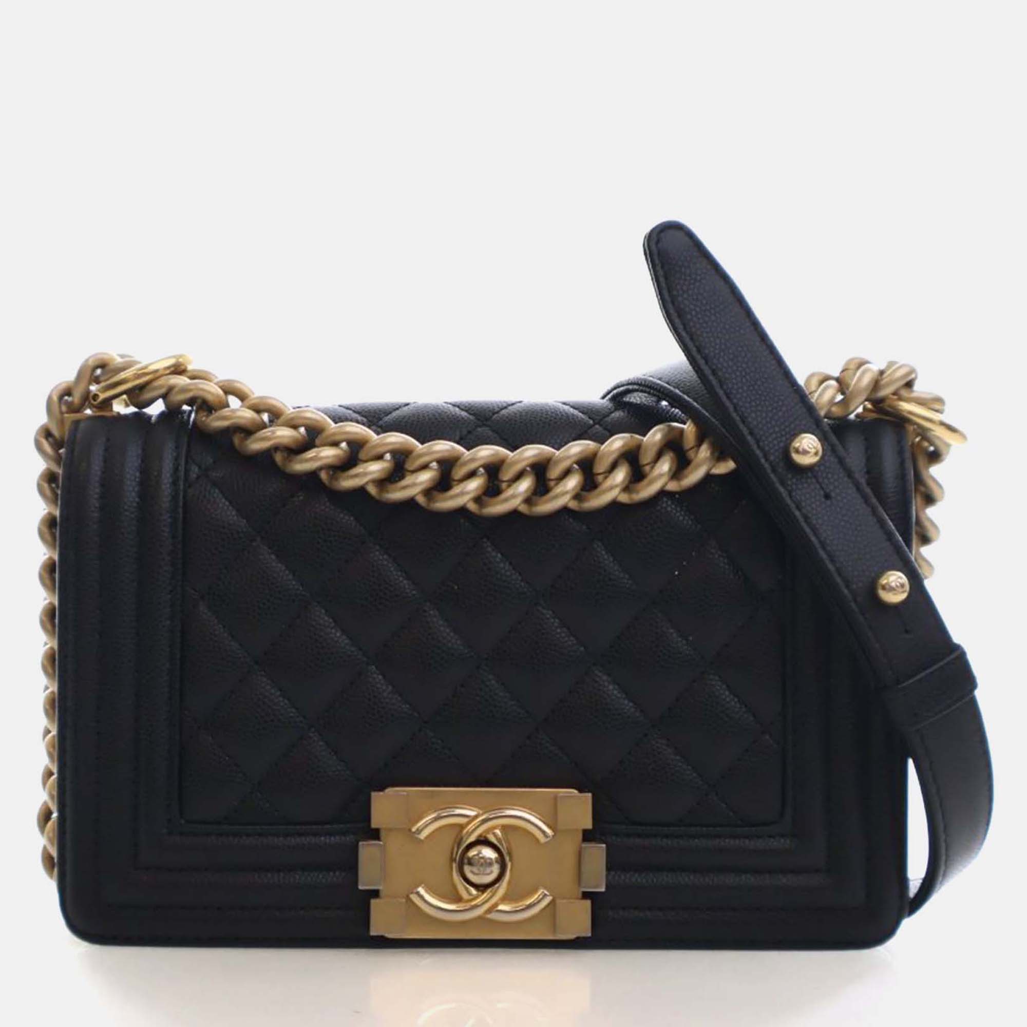 

Chanel Small Caviar Boy Bag, Black
