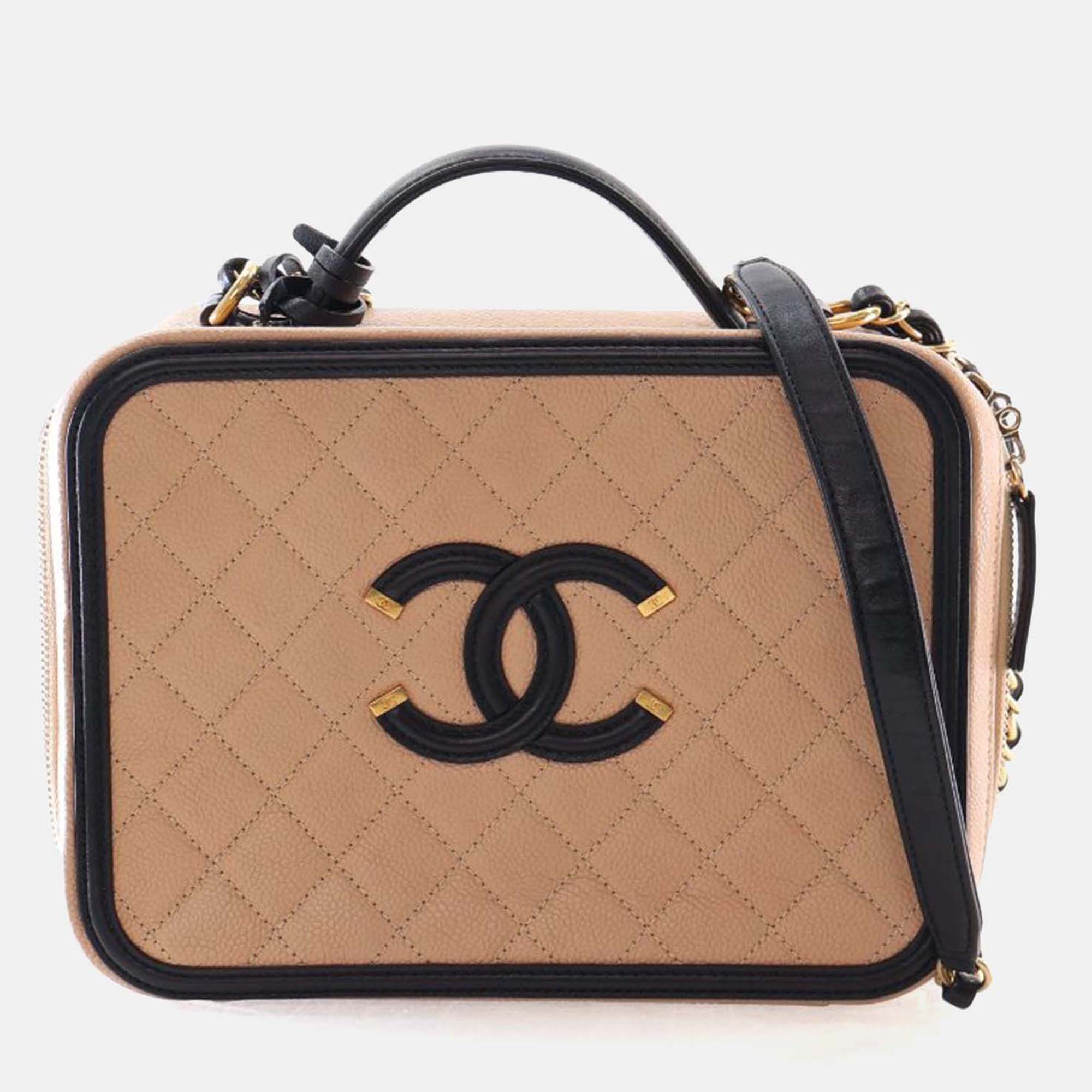 

Chanel Large Caviar Filigree Vanity Case, Beige