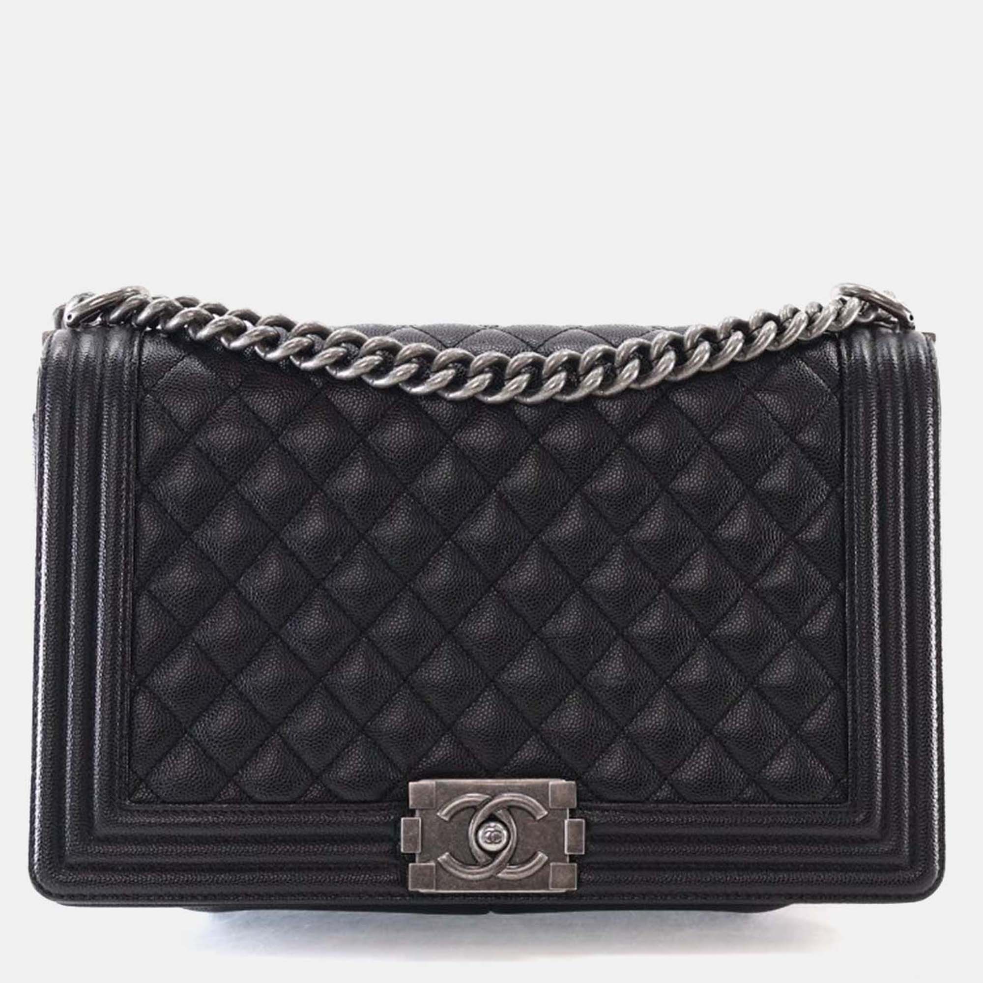 

Chanel Large Caviar Boy Bag, Black