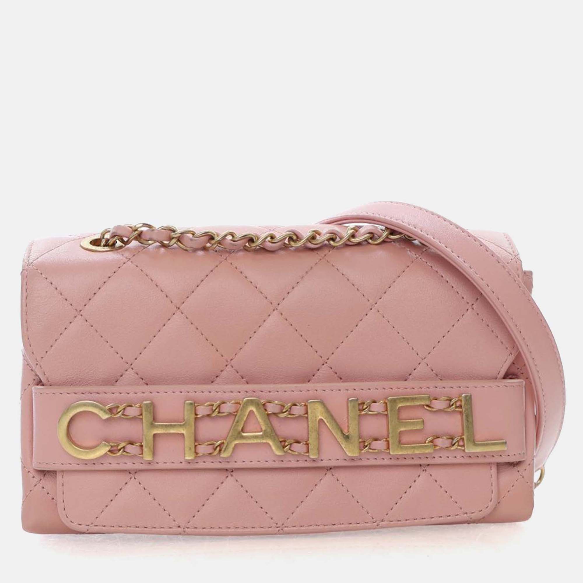 

Chanel Pink Small Calfskin Enchained Flap Bag